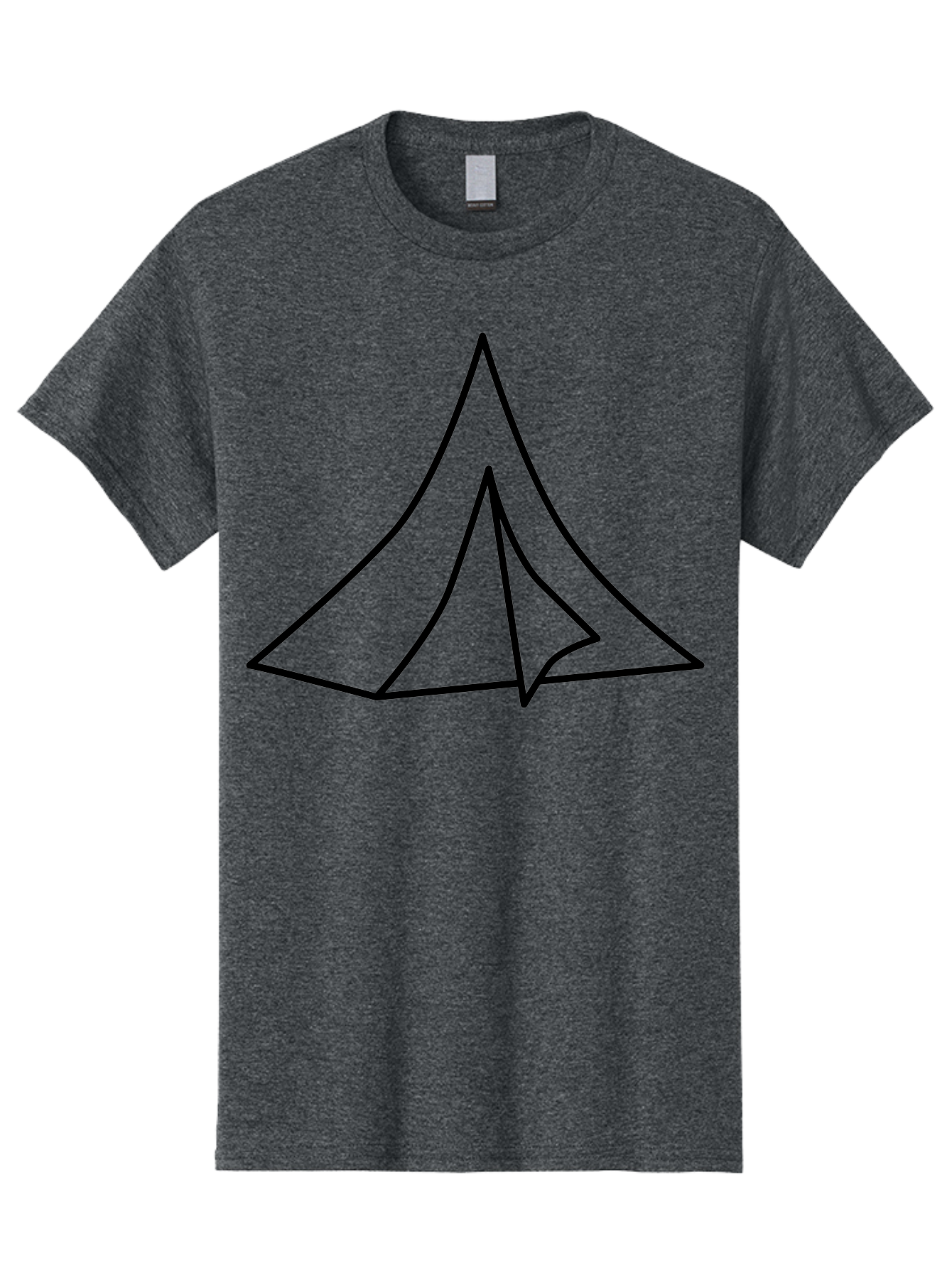 Tent Men'S Graphic Tee, 100% Cotton, Comfortable Casual Summer Wear, Machine Washable, Simple Tent Illustration, Camping Symbol, Minimalist Design, Black Outline, Geometric Shapes, Triangular Form, Outdoor Adventure - Aaa218