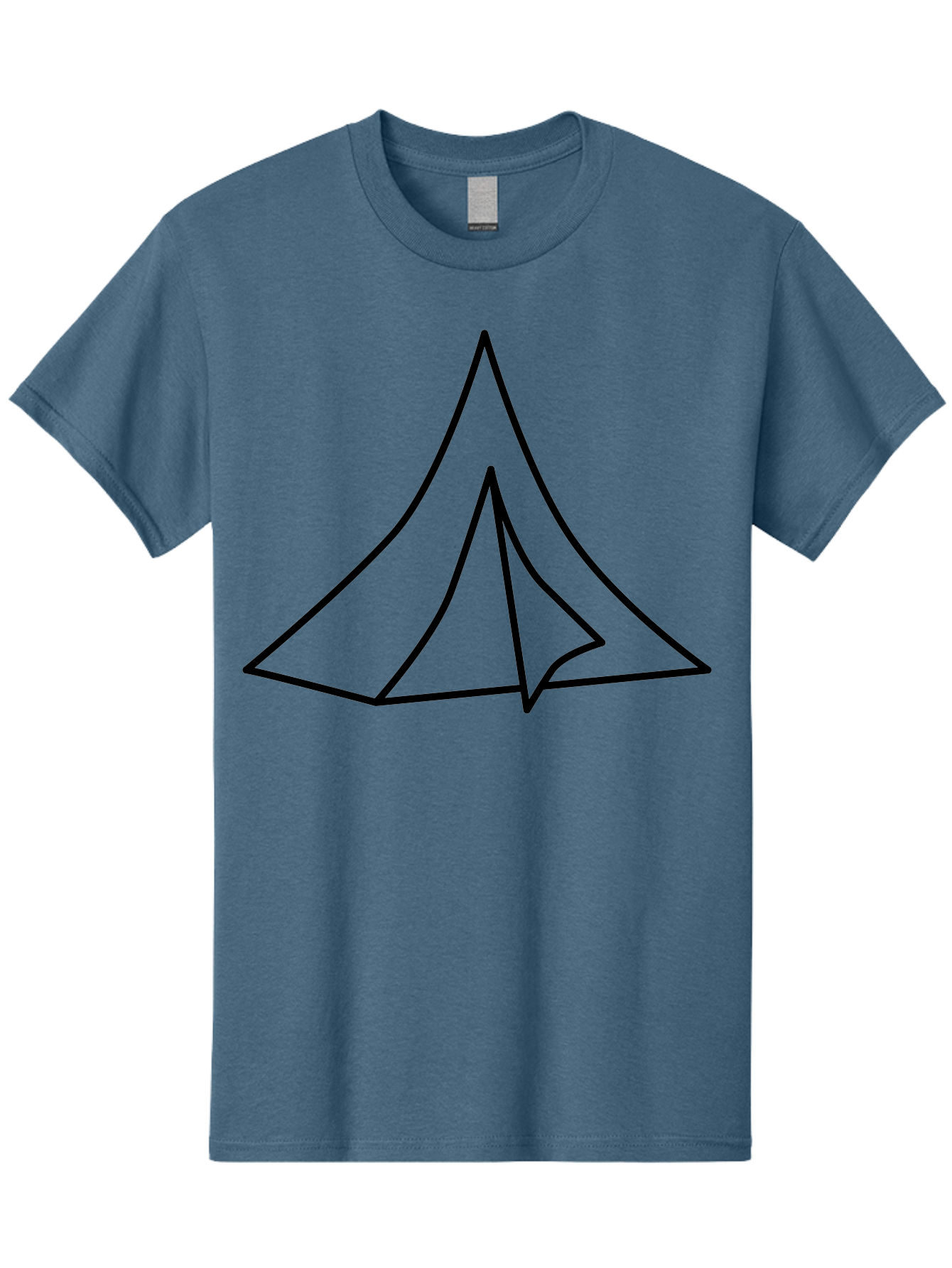 Tent Men'S Graphic Tee, 100% Cotton, Comfortable Casual Summer Wear, Machine Washable, Simple Tent Illustration, Camping Symbol, Minimalist Design, Black Outline, Geometric Shapes, Triangular Form, Outdoor Adventure - Aaa218