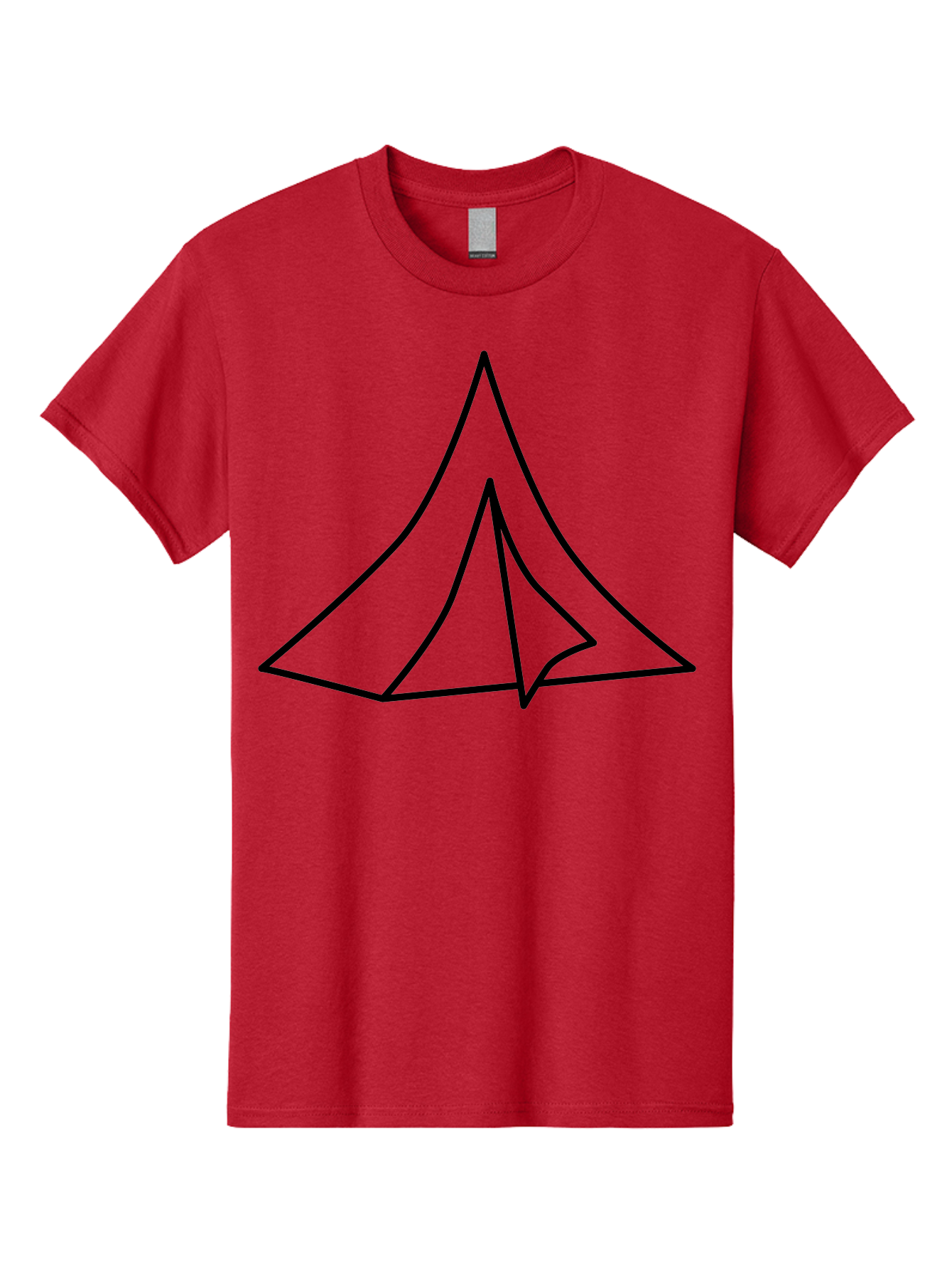 Tent Men'S Graphic Tee, 100% Cotton, Comfortable Casual Summer Wear, Machine Washable, Simple Tent Illustration, Camping Symbol, Minimalist Design, Black Outline, Geometric Shapes, Triangular Form, Outdoor Adventure - Aaa218