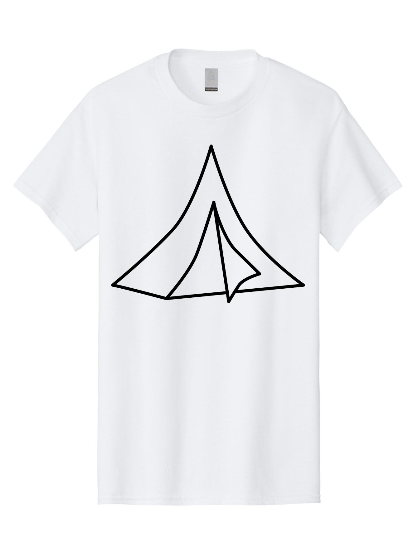 Tent Men'S Graphic Tee, 100% Cotton, Comfortable Casual Summer Wear, Machine Washable, Simple Tent Illustration, Camping Symbol, Minimalist Design, Black Outline, Geometric Shapes, Triangular Form, Outdoor Adventure - Aaa218