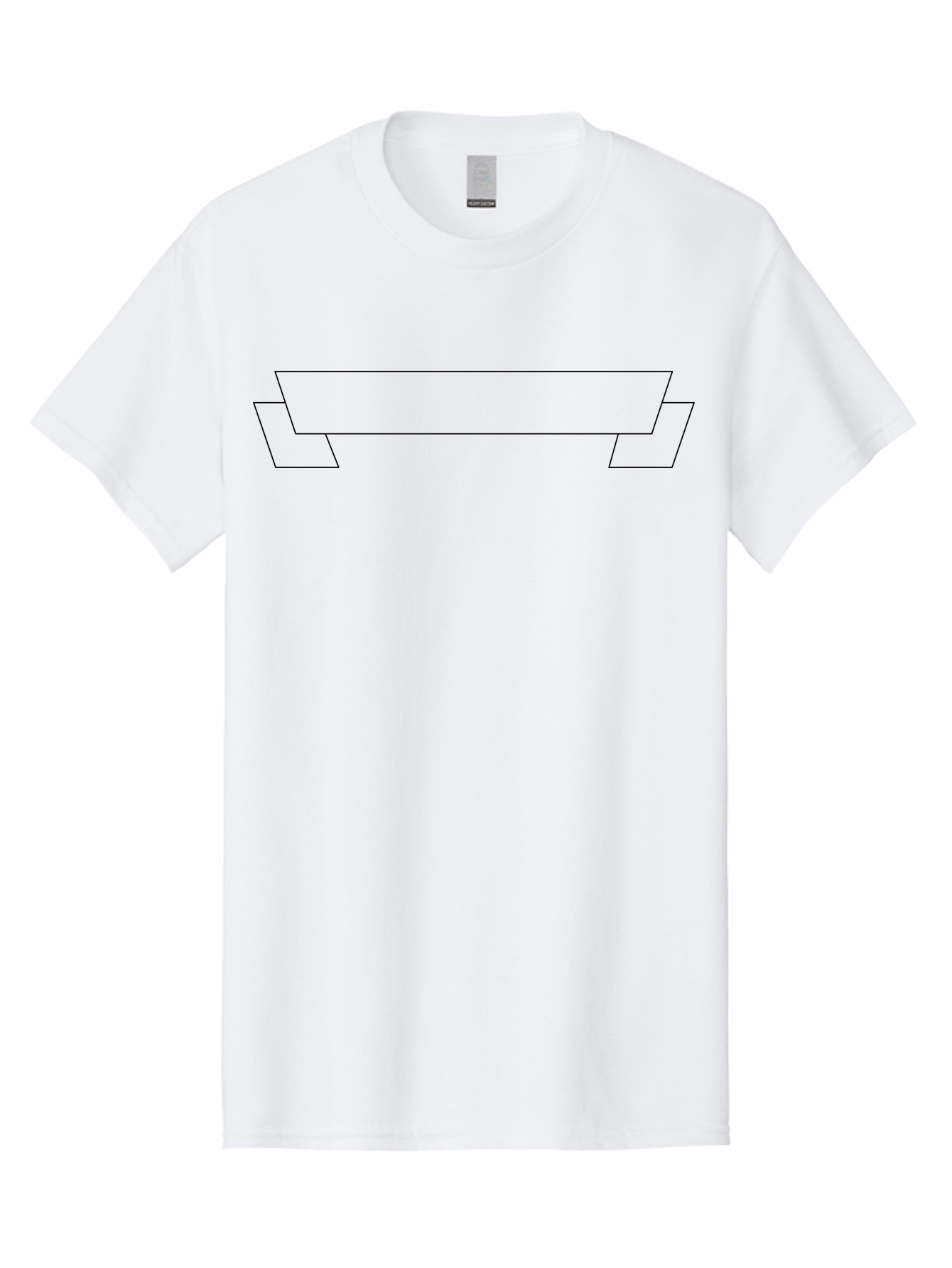 Text-Box Men'S Graphic Tee, 100% Cotton, Comfortable Casual Summer Wear, Machine Washable, Ribbon Banner, Outline Design, Simple Graphics, Minimalist Style, Clean Lines, Modern Aesthetic, Empty Space, Customizable Template - Aaa220