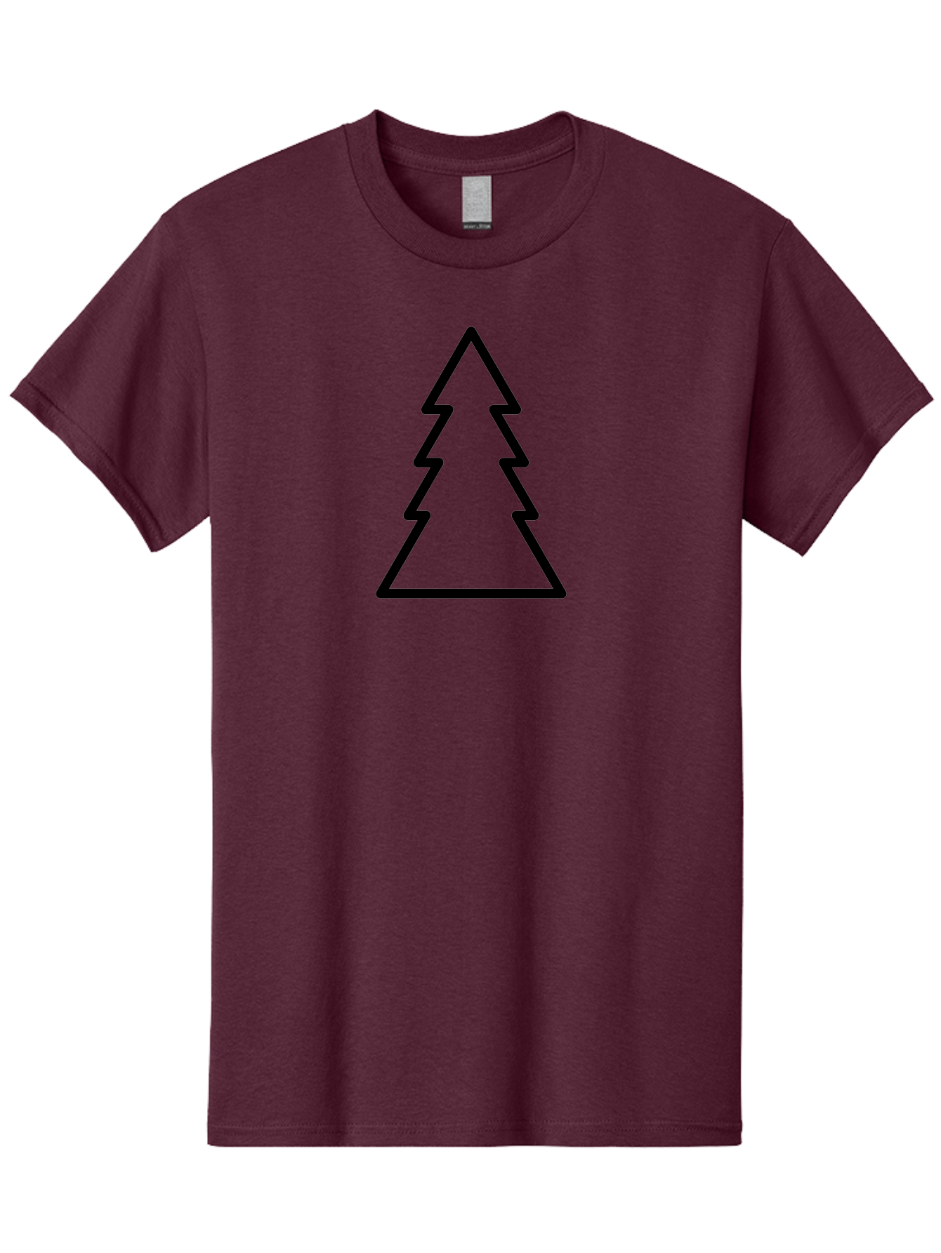 Tree-Outline Men'S Graphic Tee, 100% Cotton, Comfortable Casual Summer Wear, Machine Washable, Christmas Tree, Tree Outline, Simple Design, Minimalist Art, Black Outline, Festive Symbol, Holiday Decoration, Graphic Icon - Aaa223