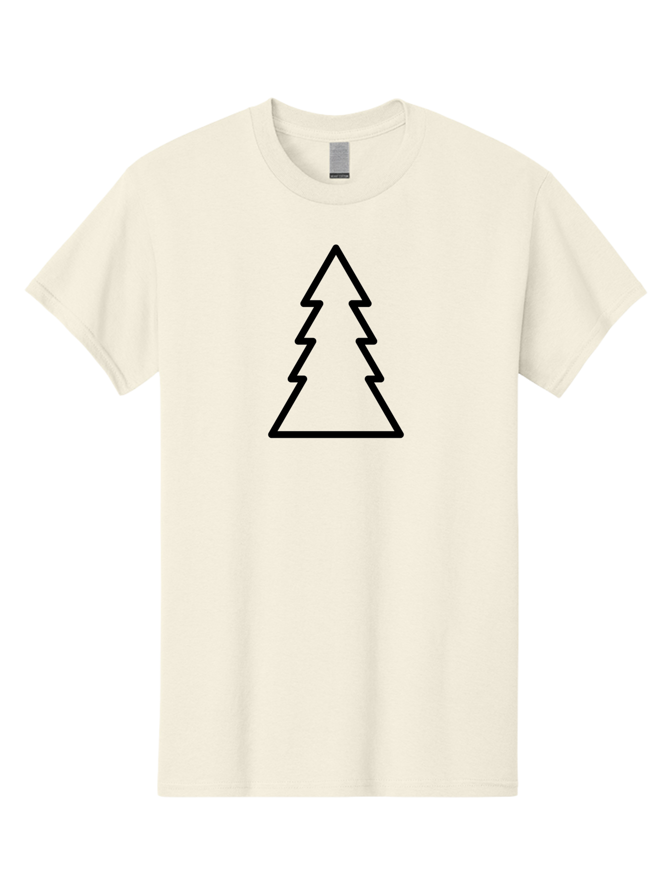 Tree-Outline Men'S Graphic Tee, 100% Cotton, Comfortable Casual Summer Wear, Machine Washable, Christmas Tree, Tree Outline, Simple Design, Minimalist Art, Black Outline, Festive Symbol, Holiday Decoration, Graphic Icon - Aaa223