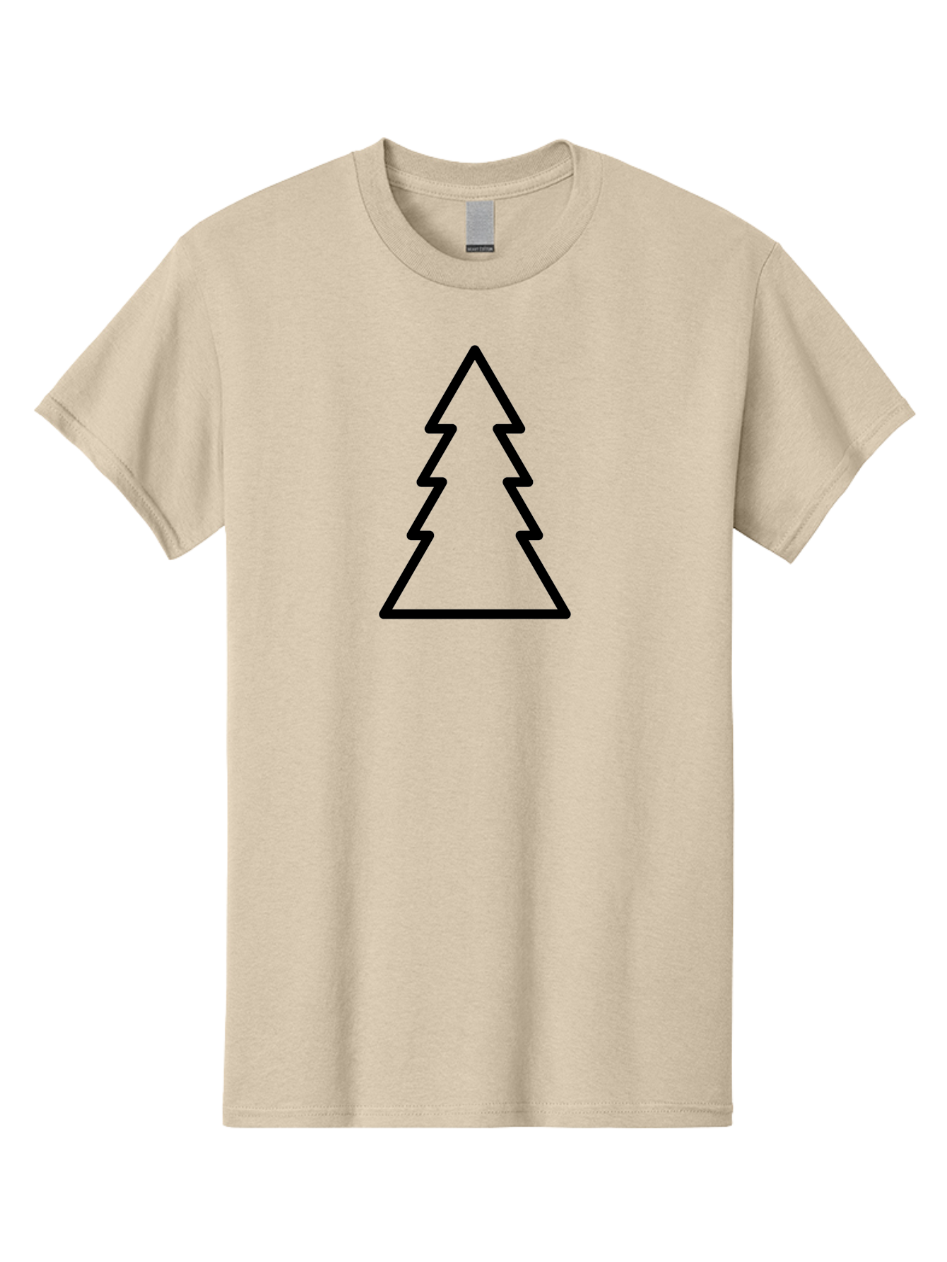 Tree-Outline Men'S Graphic Tee, 100% Cotton, Comfortable Casual Summer Wear, Machine Washable, Christmas Tree, Tree Outline, Simple Design, Minimalist Art, Black Outline, Festive Symbol, Holiday Decoration, Graphic Icon - Aaa223