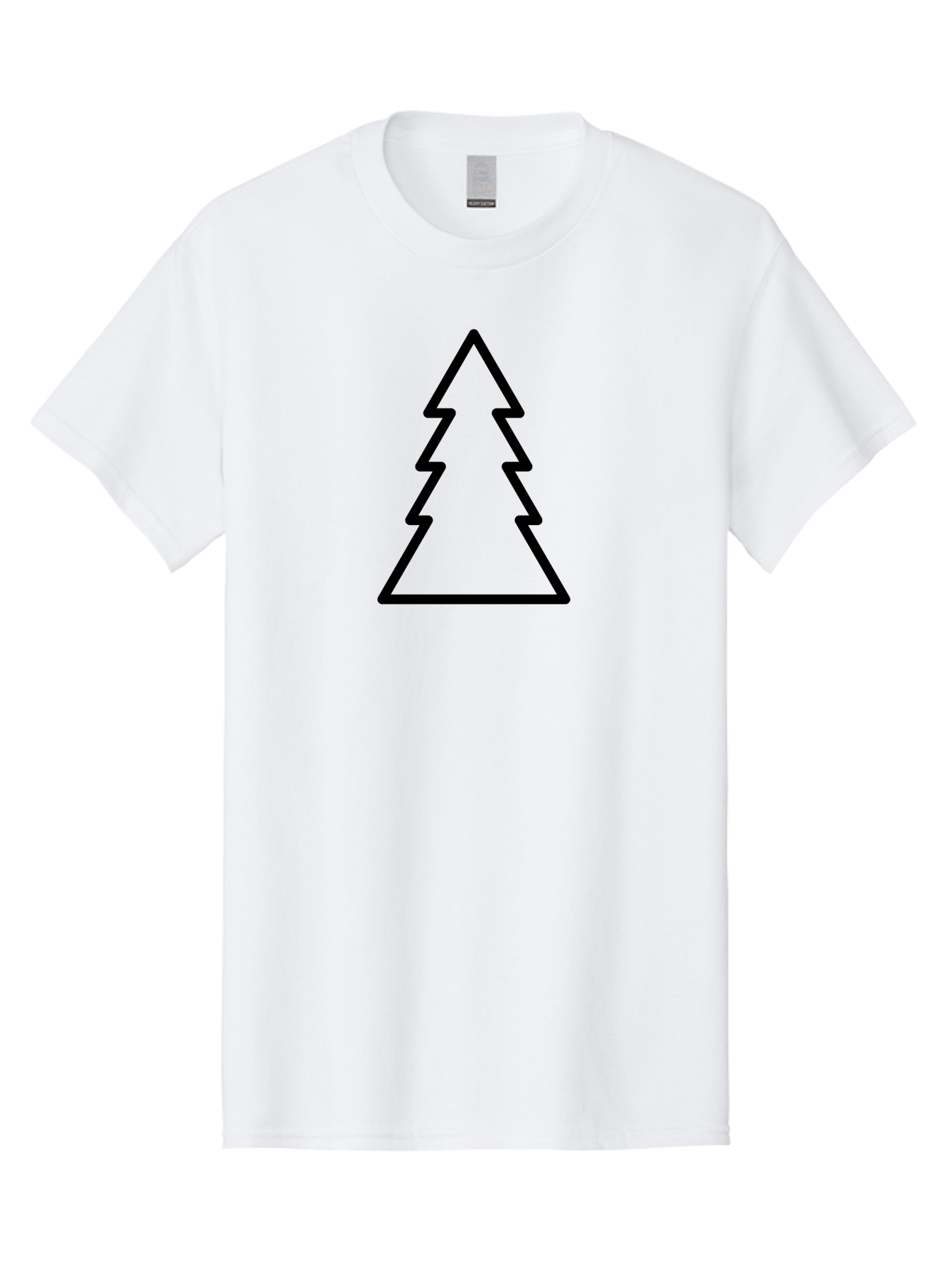 Tree-Outline Men'S Graphic Tee, 100% Cotton, Comfortable Casual Summer Wear, Machine Washable, Christmas Tree, Tree Outline, Simple Design, Minimalist Art, Black Outline, Festive Symbol, Holiday Decoration, Graphic Icon - Aaa223