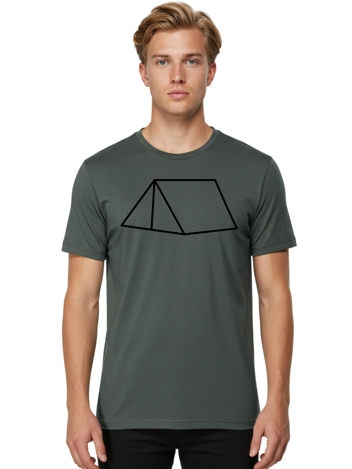Triangular-Prism Men'S Graphic Tee, 100% Cotton, Comfortable Casual Summer Wear, Machine Washable, Geometric Shape, 3D Figure, Triangular Prism, Simple Design, Black Outline, Minimalist Art, Mathematical Concept, Educational Graphic - Aaa226
