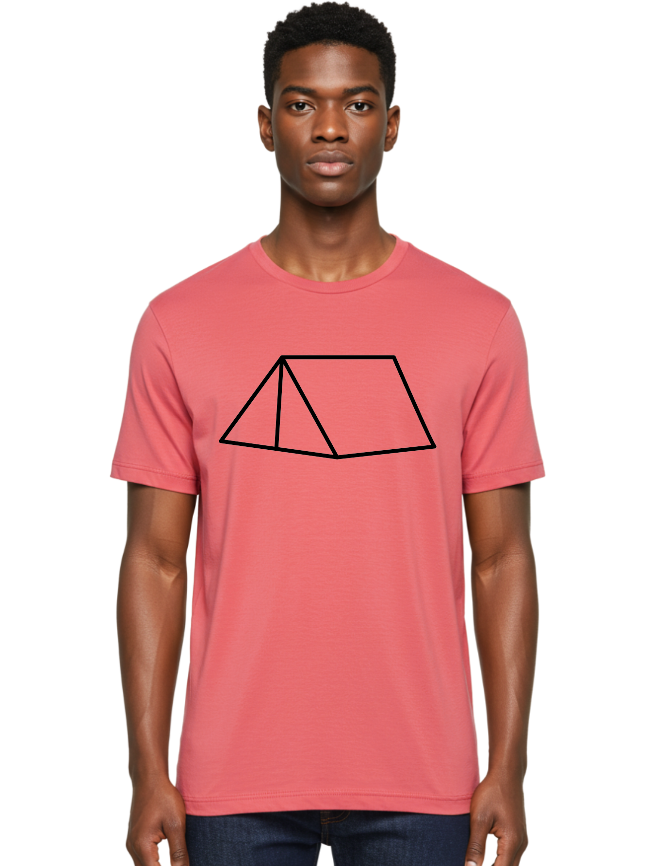 Triangular-Prism Men'S Graphic Tee, 100% Cotton, Comfortable Casual Summer Wear, Machine Washable, Geometric Shape, 3D Figure, Triangular Prism, Simple Design, Black Outline, Minimalist Art, Mathematical Concept, Educational Graphic - Aaa226