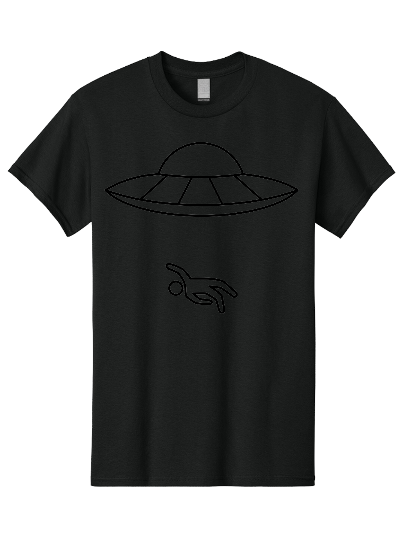 Ufo Men'S Graphic Tee, 100% Cotton, Comfortable Casual Summer Wear, Machine Washable, Ufo Sighting, Alien Encounter, Mysterious Hand, Black Outline, Simple Design, Pop Art Style, Modern Graphic, Minimalist Illustration, Outer Space, - Aaa227