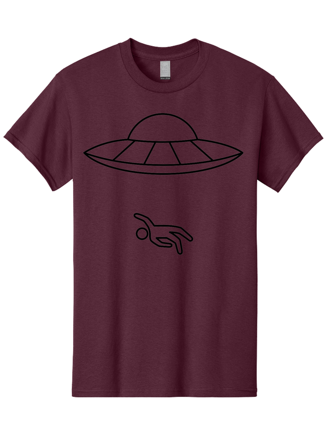 Ufo Men'S Graphic Tee, 100% Cotton, Comfortable Casual Summer Wear, Machine Washable, Ufo Sighting, Alien Encounter, Mysterious Hand, Black Outline, Simple Design, Pop Art Style, Modern Graphic, Minimalist Illustration, Outer Space, - Aaa227