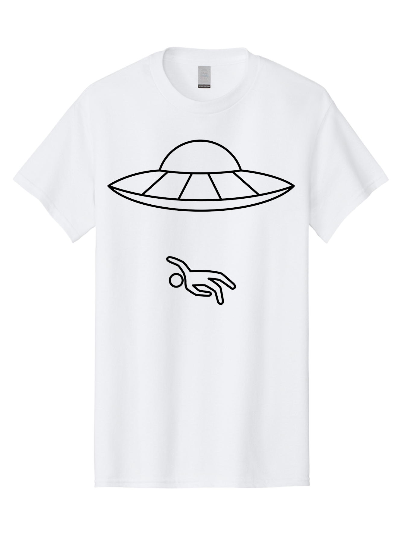 Ufo Men'S Graphic Tee, 100% Cotton, Comfortable Casual Summer Wear, Machine Washable, Ufo Sighting, Alien Encounter, Mysterious Hand, Black Outline, Simple Design, Pop Art Style, Modern Graphic, Minimalist Illustration, Outer Space, - Aaa227
