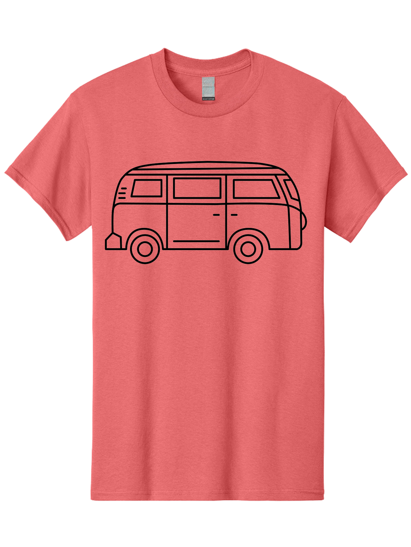 Vw-Bus Men'S Graphic Tee, 100% Cotton, Comfortable Casual Summer Wear, Machine Washable, Classic Vw Bus, Vintage Vehicle, Retro Van, Minimalist Design, Simple Illustration, Modern Graphic, Transportation Icon, Adventure Symbol, - Aaa228
