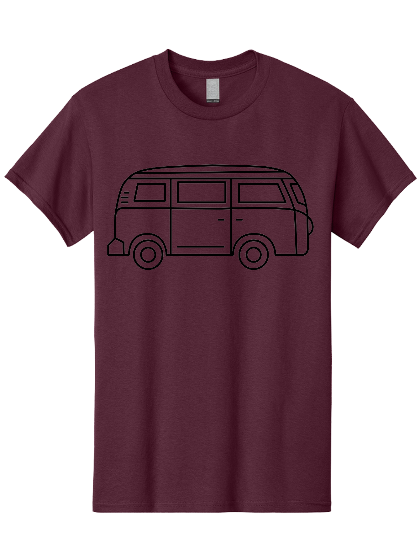 Vw-Bus Men'S Graphic Tee, 100% Cotton, Comfortable Casual Summer Wear, Machine Washable, Classic Vw Bus, Vintage Vehicle, Retro Van, Minimalist Design, Simple Illustration, Modern Graphic, Transportation Icon, Adventure Symbol, - Aaa228