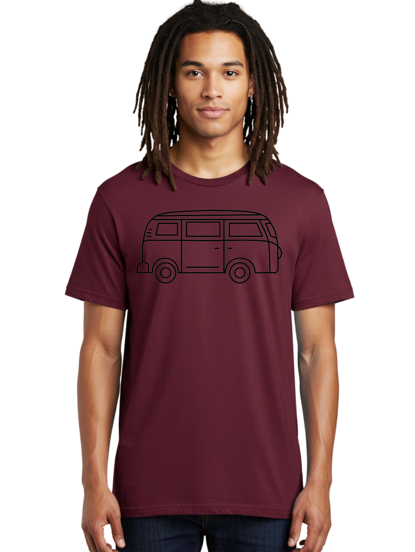 Vw-Bus Men'S Graphic Tee, 100% Cotton, Comfortable Casual Summer Wear, Machine Washable, Classic Vw Bus, Vintage Vehicle, Retro Van, Minimalist Design, Simple Illustration, Modern Graphic, Transportation Icon, Adventure Symbol, - Aaa228
