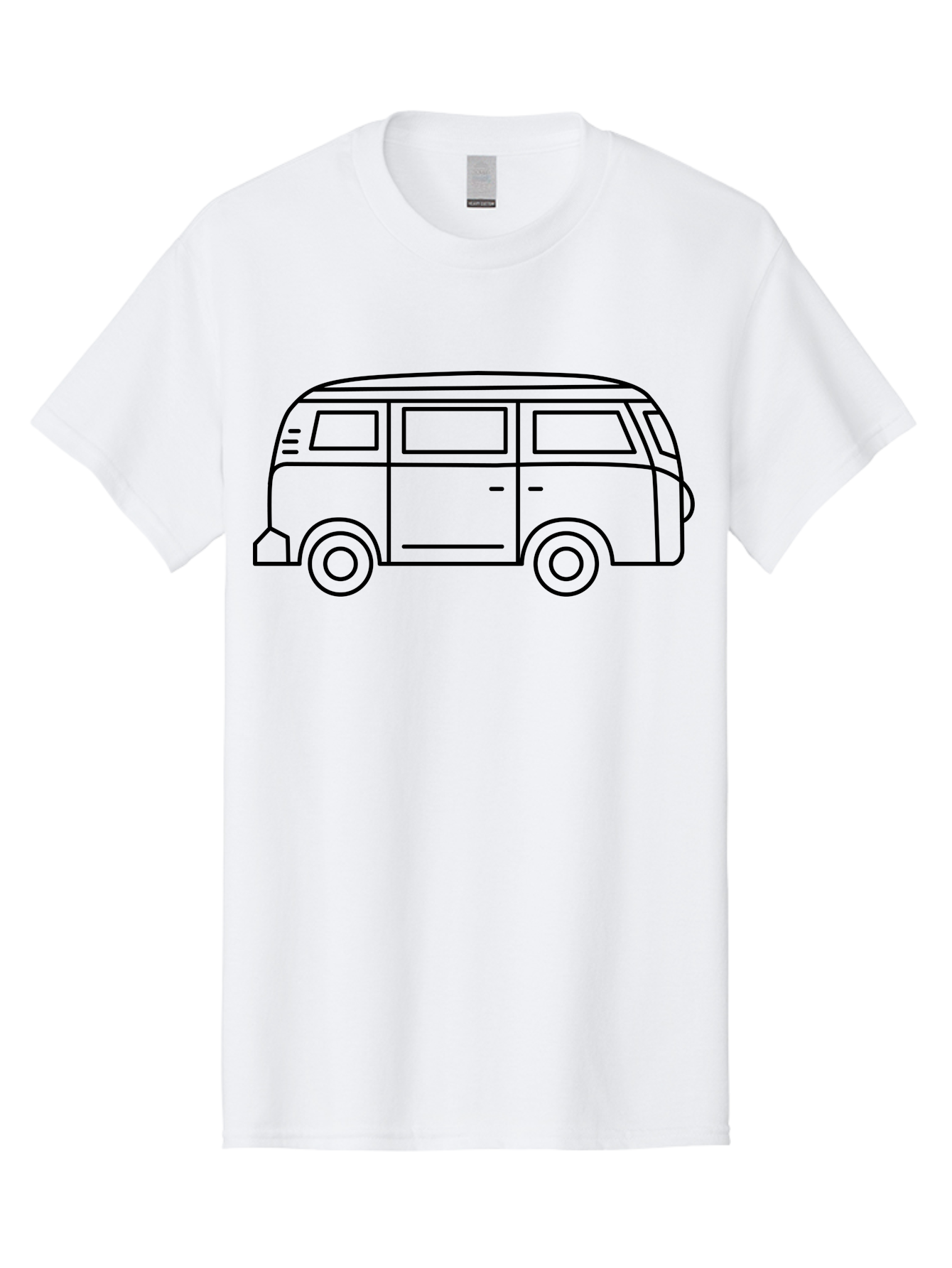 Vw-Bus Men'S Graphic Tee, 100% Cotton, Comfortable Casual Summer Wear, Machine Washable, Classic Vw Bus, Vintage Vehicle, Retro Van, Minimalist Design, Simple Illustration, Modern Graphic, Transportation Icon, Adventure Symbol, - Aaa228