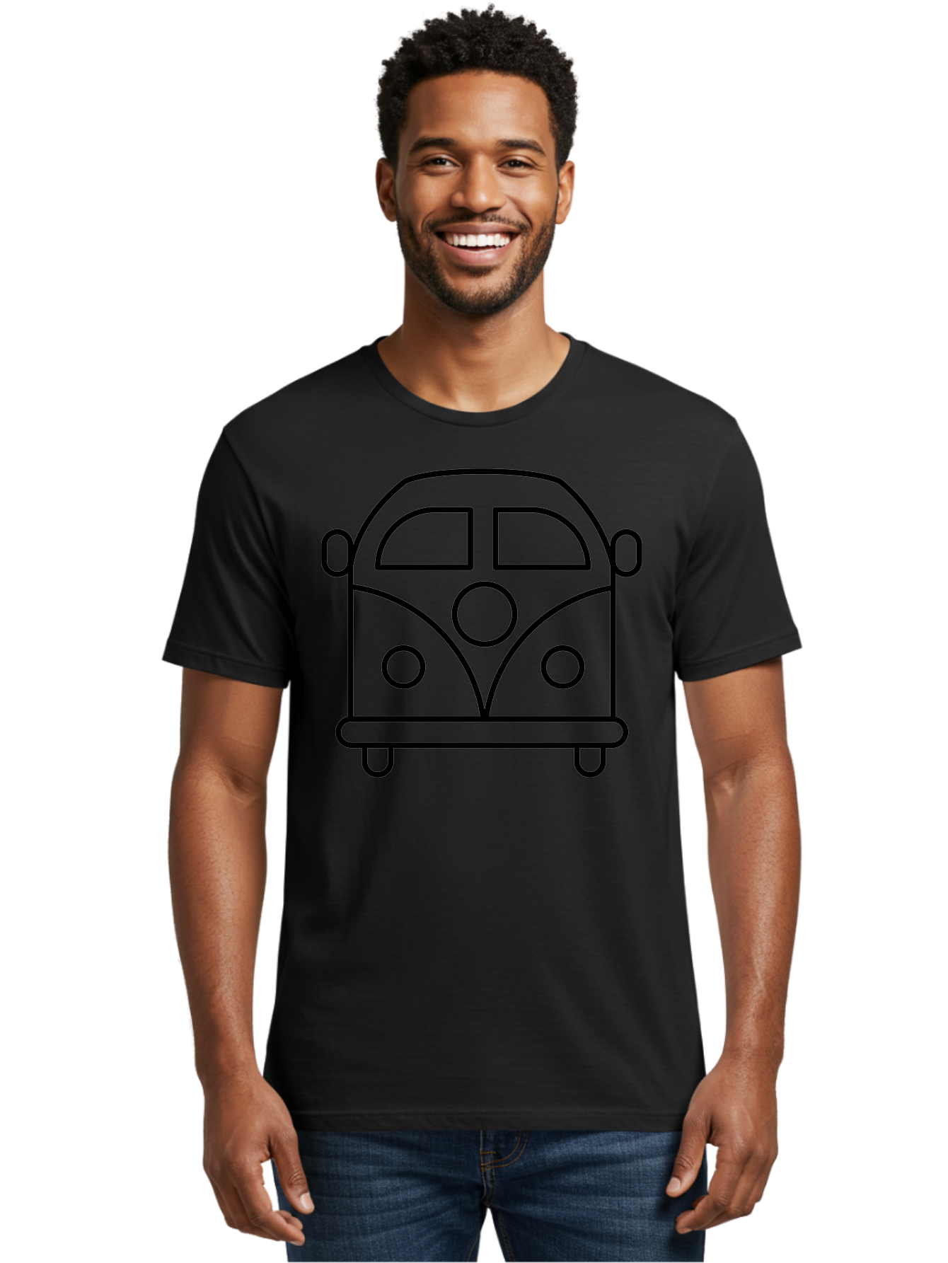 Vw-Van Men'S Graphic Tee, 100% Cotton, Comfortable Casual Summer Wear, Machine Washable, Volkswagen Bus, Retro Vehicle, Classic Car, Hippie Culture, Road Trip, Vintage Transportation, Minimalist Design, Simple Illustration - Aaa229