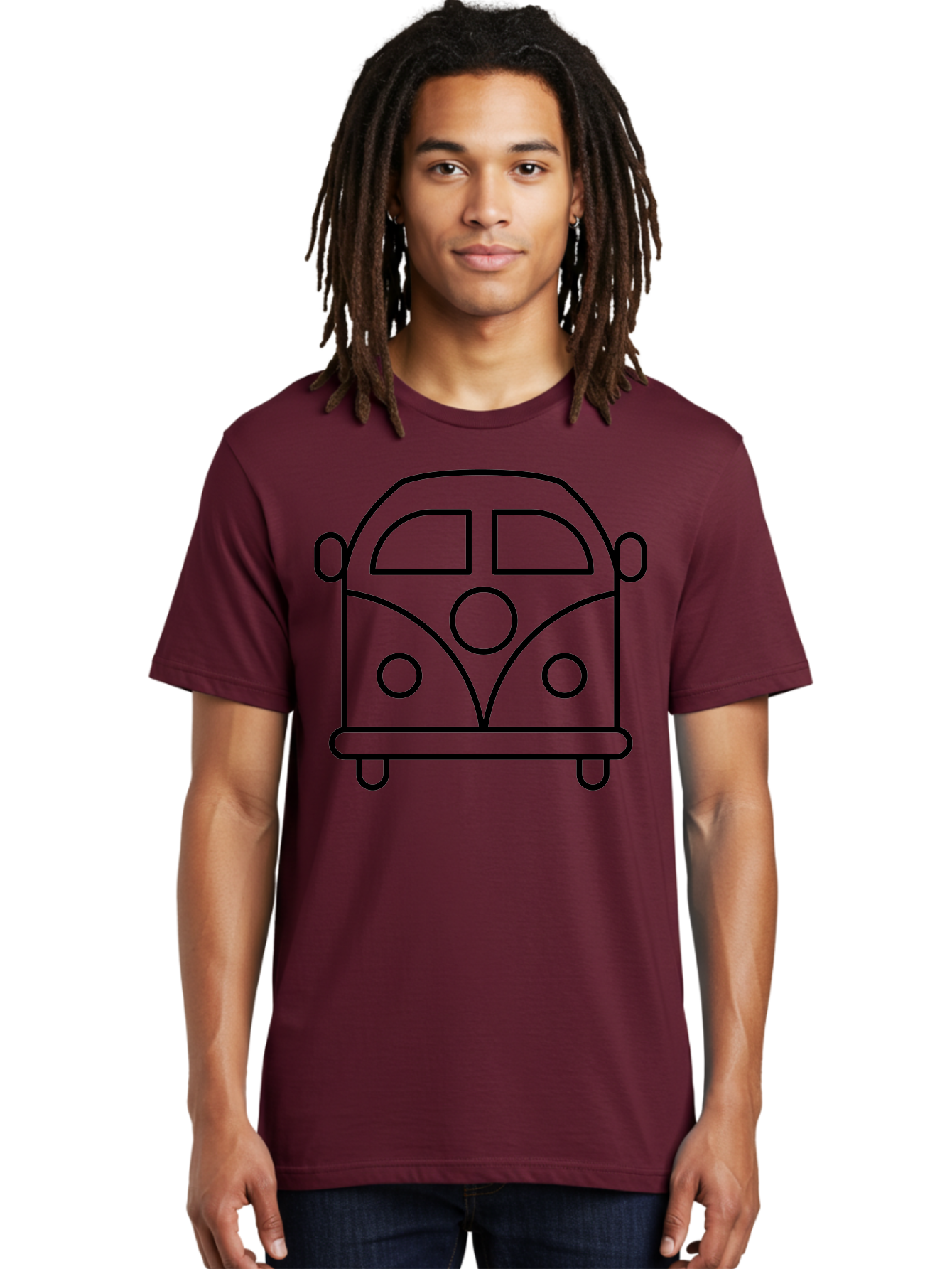 Vw-Van Men'S Graphic Tee, 100% Cotton, Comfortable Casual Summer Wear, Machine Washable, Volkswagen Bus, Retro Vehicle, Classic Car, Hippie Culture, Road Trip, Vintage Transportation, Minimalist Design, Simple Illustration - Aaa229