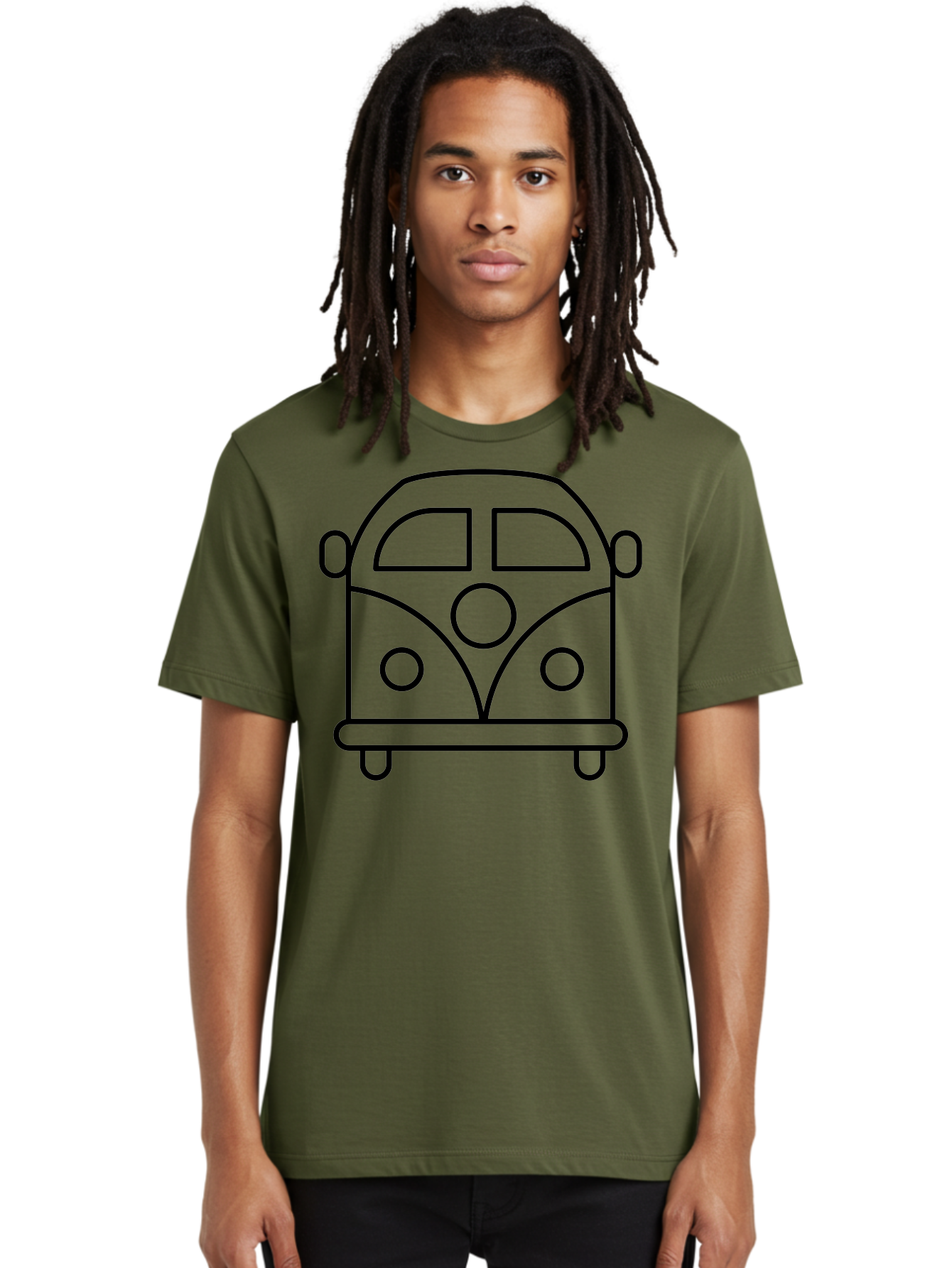 Vw-Van Men'S Graphic Tee, 100% Cotton, Comfortable Casual Summer Wear, Machine Washable, Volkswagen Bus, Retro Vehicle, Classic Car, Hippie Culture, Road Trip, Vintage Transportation, Minimalist Design, Simple Illustration - Aaa229