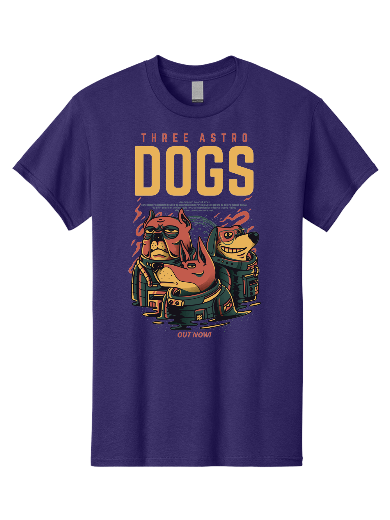 Three-Astronaut-Dogs Men'S Graphic Tee, 100% Cotton, Comfortable Casual Summer Wear, Machine Washable, Astronaut Dogs, Cartoon Characters, Space Adventure, Futuristic Artwork, Robotic Suits, Dog Illustrations, Retro-Futuristic Style, - Aaa231