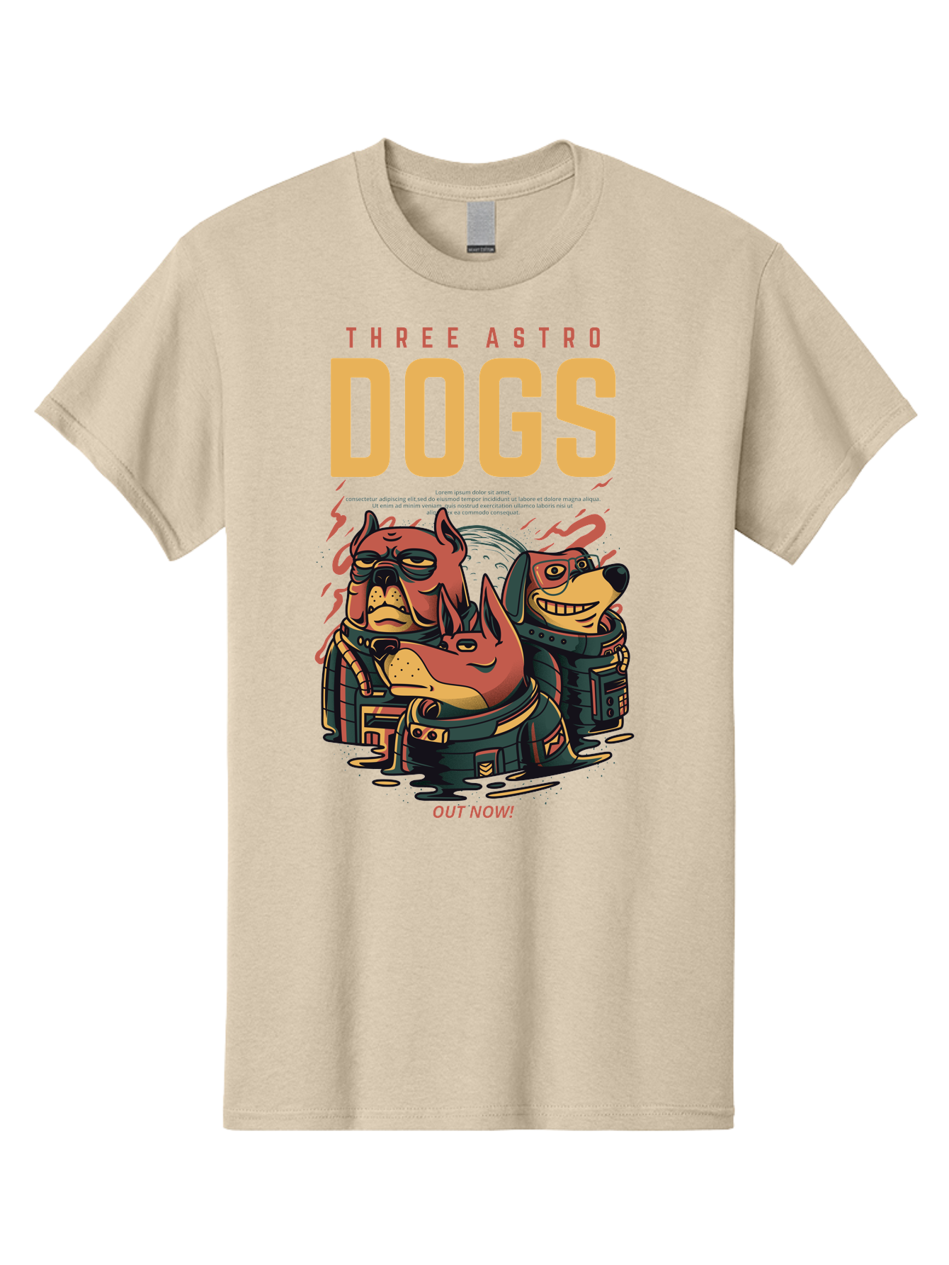 Three-Astronaut-Dogs Men'S Graphic Tee, 100% Cotton, Comfortable Casual Summer Wear, Machine Washable, Astronaut Dogs, Cartoon Characters, Space Adventure, Futuristic Artwork, Robotic Suits, Dog Illustrations, Retro-Futuristic Style, - Aaa231