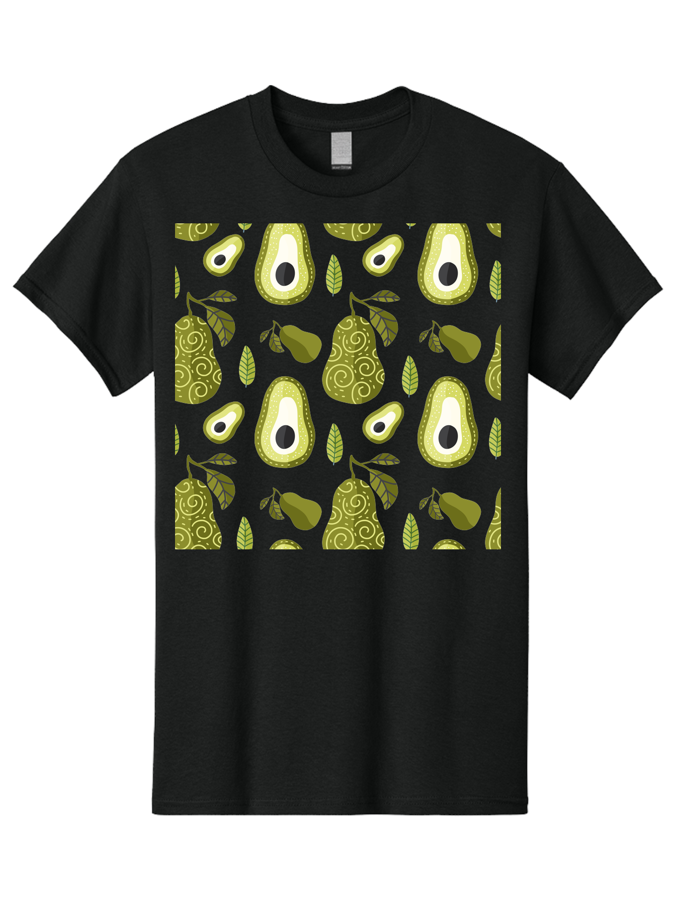 Avocado-Pattern Men'S Graphic Tee, 100% Cotton, Comfortable Casual Summer Wear, Machine Washable, Avocado Pattern, Half Avocados, Whole Avocados, Leaves, Swirls, Food Illustration, Healthy Eating, Organic Produce, Kitchen Decor, - Aaa232