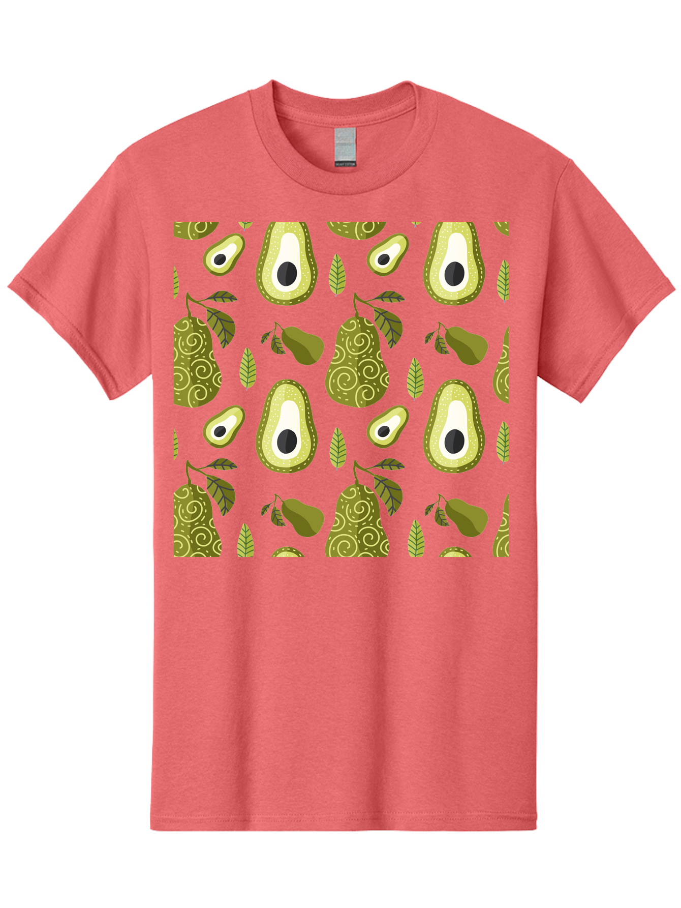 Avocado-Pattern Men'S Graphic Tee, 100% Cotton, Comfortable Casual Summer Wear, Machine Washable, Avocado Pattern, Half Avocados, Whole Avocados, Leaves, Swirls, Food Illustration, Healthy Eating, Organic Produce, Kitchen Decor, - Aaa232