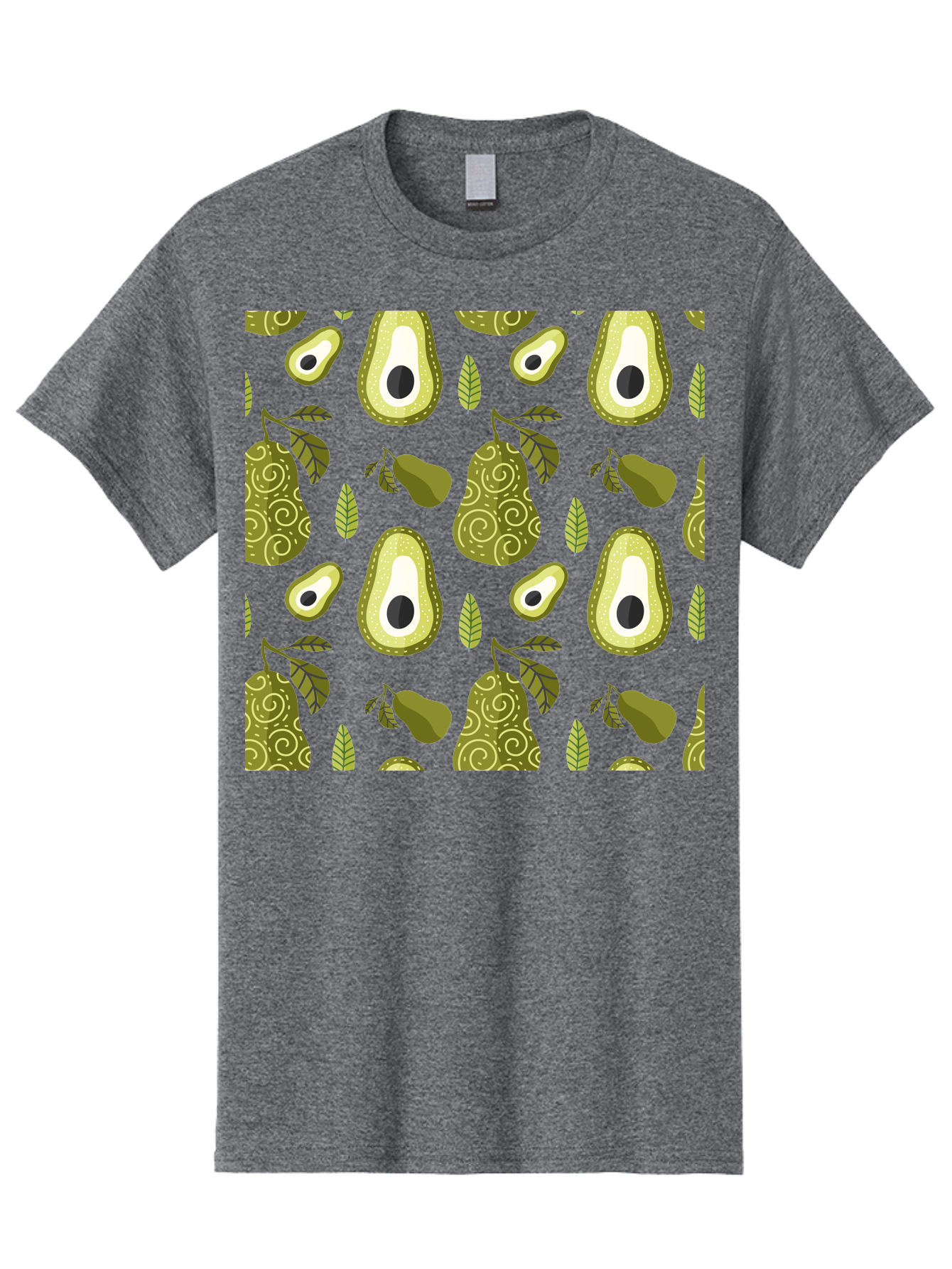 Avocado-Pattern Men'S Graphic Tee, 100% Cotton, Comfortable Casual Summer Wear, Machine Washable, Avocado Pattern, Half Avocados, Whole Avocados, Leaves, Swirls, Food Illustration, Healthy Eating, Organic Produce, Kitchen Decor, - Aaa232