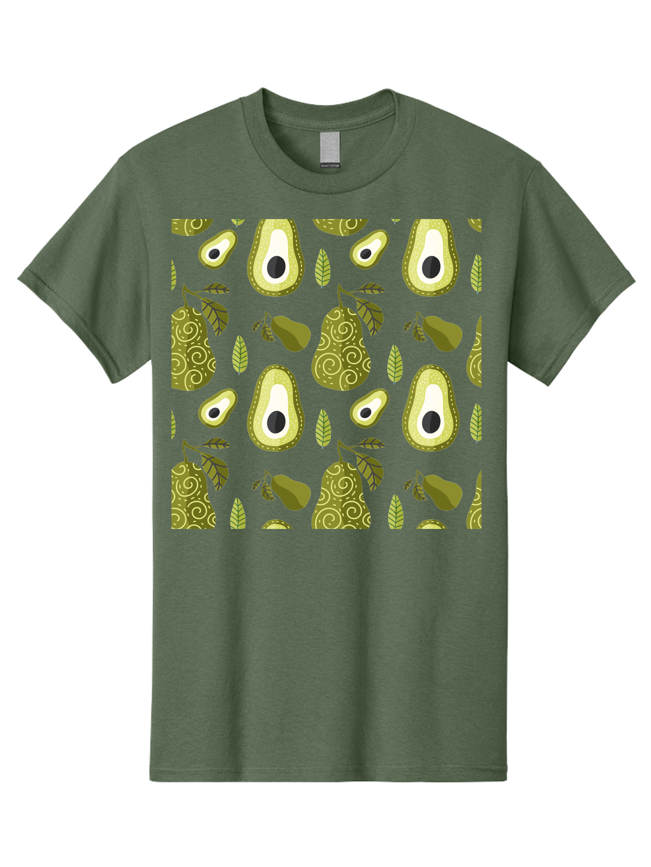 Avocado-Pattern Men'S Graphic Tee, 100% Cotton, Comfortable Casual Summer Wear, Machine Washable, Avocado Pattern, Half Avocados, Whole Avocados, Leaves, Swirls, Food Illustration, Healthy Eating, Organic Produce, Kitchen Decor, - Aaa232