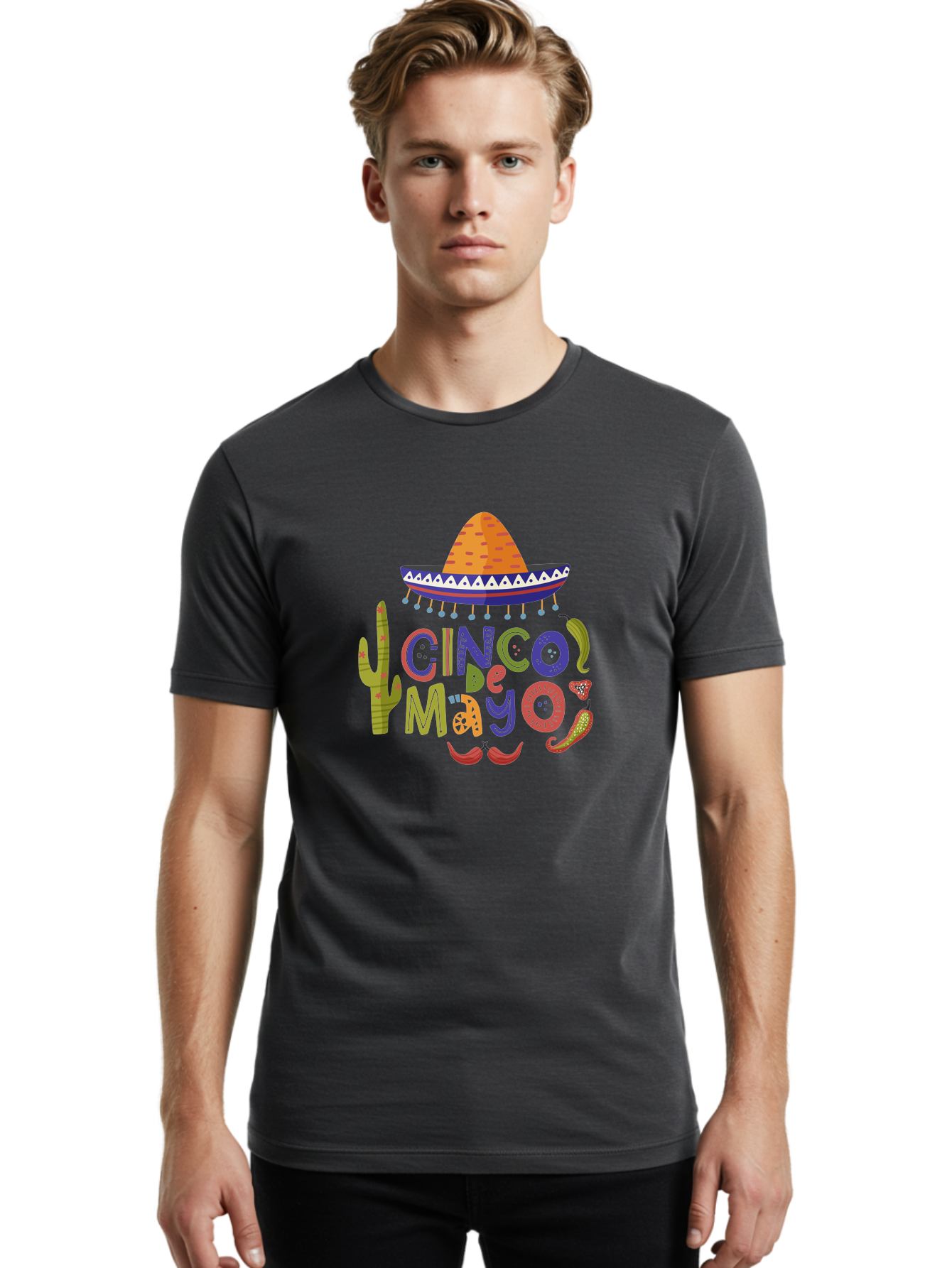 Cinco-De-Mayo-1 Men'S Graphic Tee, 100% Cotton, Comfortable Casual Summer Wear, Machine Washable, Cinco De Mayo, Sombrero, Chili Peppers, Cactus, Festive Design, Vibrant Colors, Mexican Heritage, Cultural Celebration, Fiesta Theme, - Aaa233