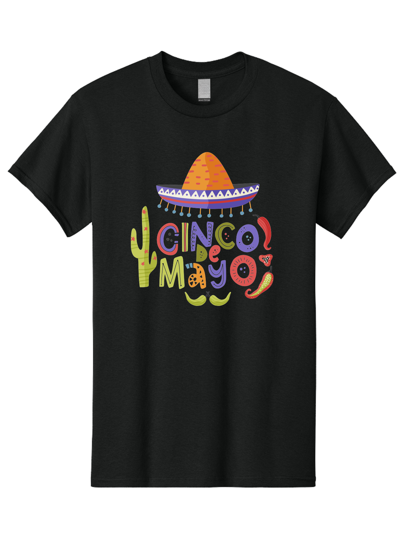 Cinco-De-Mayo-2 Men'S Graphic Tee, 100% Cotton, Comfortable Casual Summer Wear, Machine Washable, Cinco De Mayo, Mexican Holiday, Festive Celebration, Colorful Sombrero, Cactus, Chili Peppers, Vibrant Colors, Fiesta Theme, Party Decoration, - Aaa234