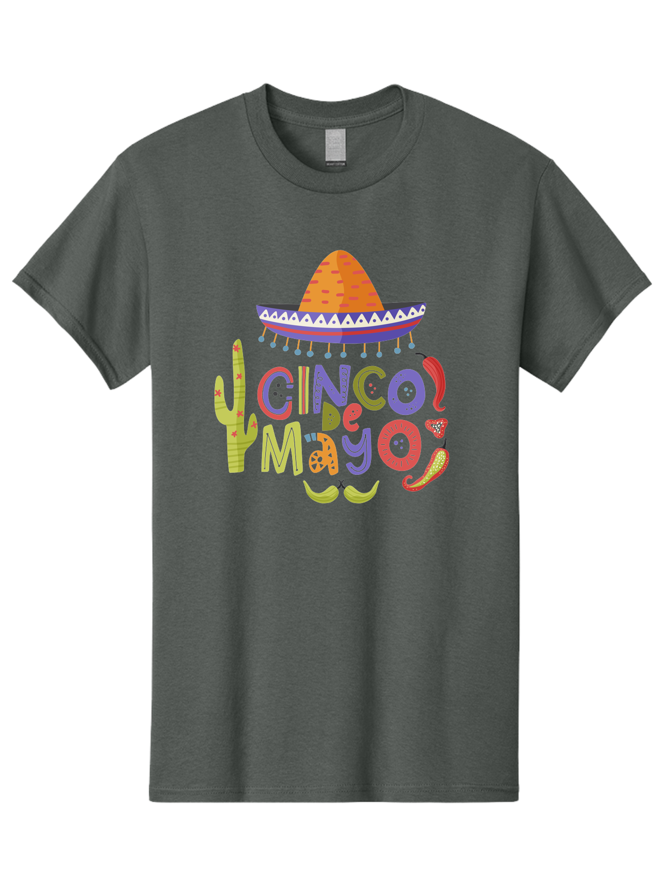 Cinco-De-Mayo-2 Men'S Graphic Tee, 100% Cotton, Comfortable Casual Summer Wear, Machine Washable, Cinco De Mayo, Mexican Holiday, Festive Celebration, Colorful Sombrero, Cactus, Chili Peppers, Vibrant Colors, Fiesta Theme, Party Decoration, - Aaa234
