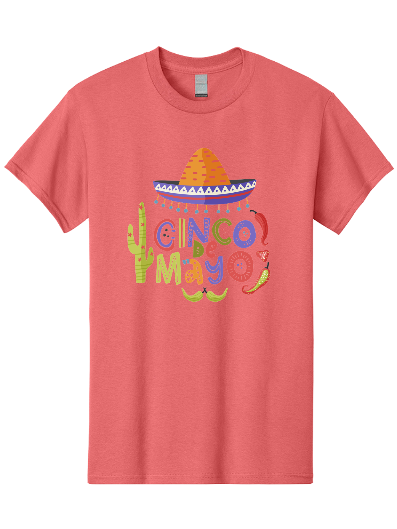 Cinco-De-Mayo-2 Men'S Graphic Tee, 100% Cotton, Comfortable Casual Summer Wear, Machine Washable, Cinco De Mayo, Mexican Holiday, Festive Celebration, Colorful Sombrero, Cactus, Chili Peppers, Vibrant Colors, Fiesta Theme, Party Decoration, - Aaa234