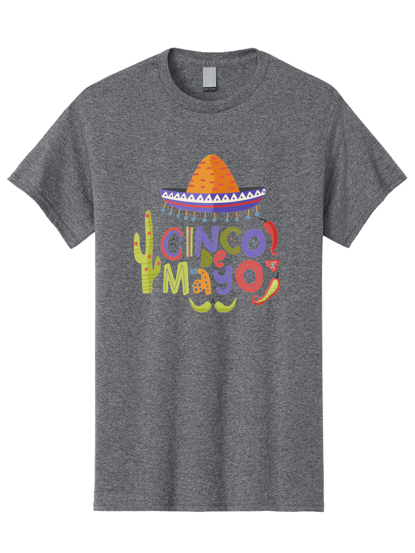Cinco-De-Mayo-2 Men'S Graphic Tee, 100% Cotton, Comfortable Casual Summer Wear, Machine Washable, Cinco De Mayo, Mexican Holiday, Festive Celebration, Colorful Sombrero, Cactus, Chili Peppers, Vibrant Colors, Fiesta Theme, Party Decoration, - Aaa234