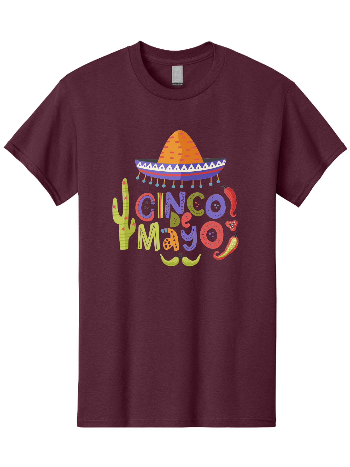 Cinco-De-Mayo-2 Men'S Graphic Tee, 100% Cotton, Comfortable Casual Summer Wear, Machine Washable, Cinco De Mayo, Mexican Holiday, Festive Celebration, Colorful Sombrero, Cactus, Chili Peppers, Vibrant Colors, Fiesta Theme, Party Decoration, - Aaa234