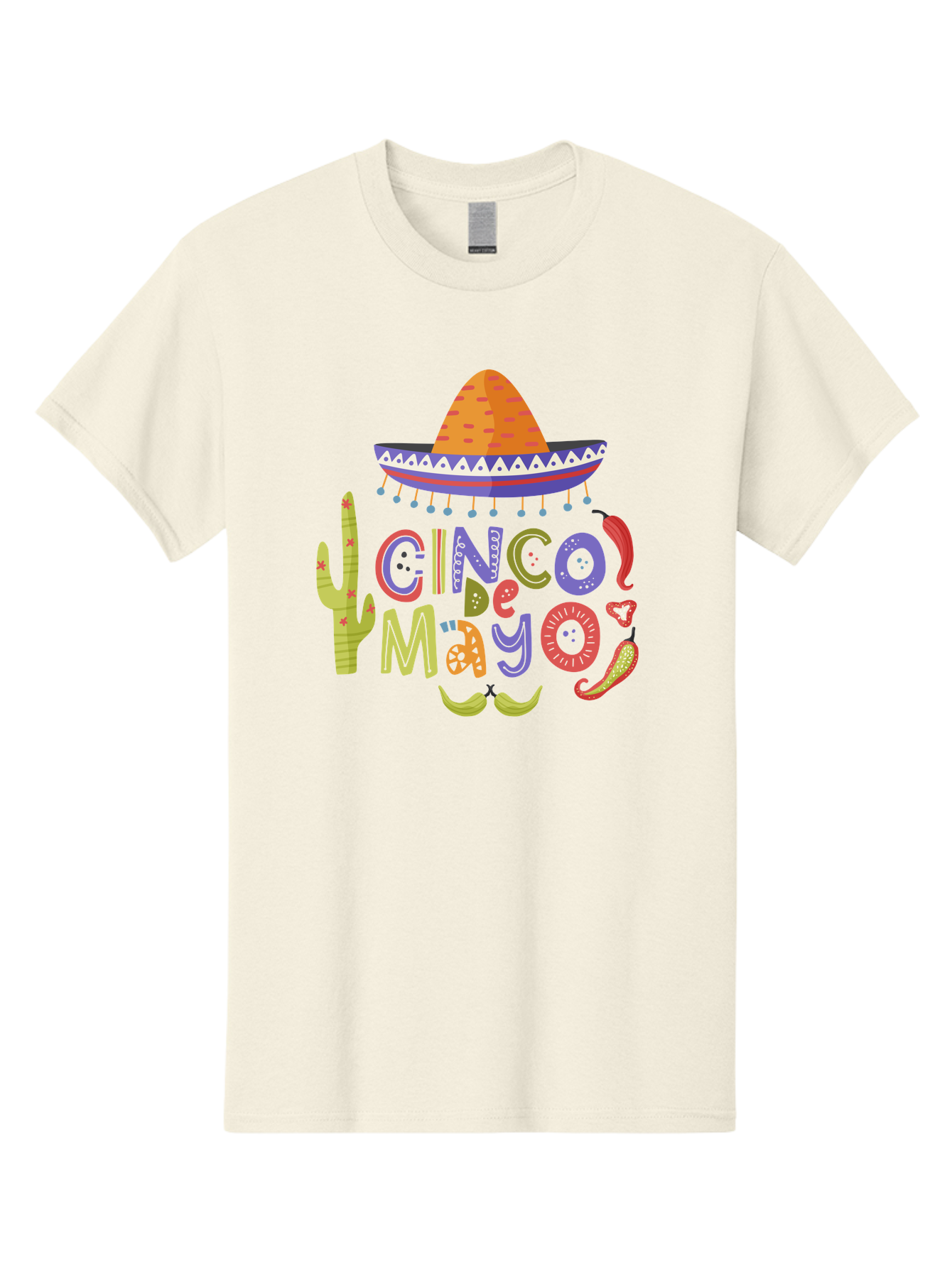 Cinco-De-Mayo-2 Men'S Graphic Tee, 100% Cotton, Comfortable Casual Summer Wear, Machine Washable, Cinco De Mayo, Mexican Holiday, Festive Celebration, Colorful Sombrero, Cactus, Chili Peppers, Vibrant Colors, Fiesta Theme, Party Decoration, - Aaa234