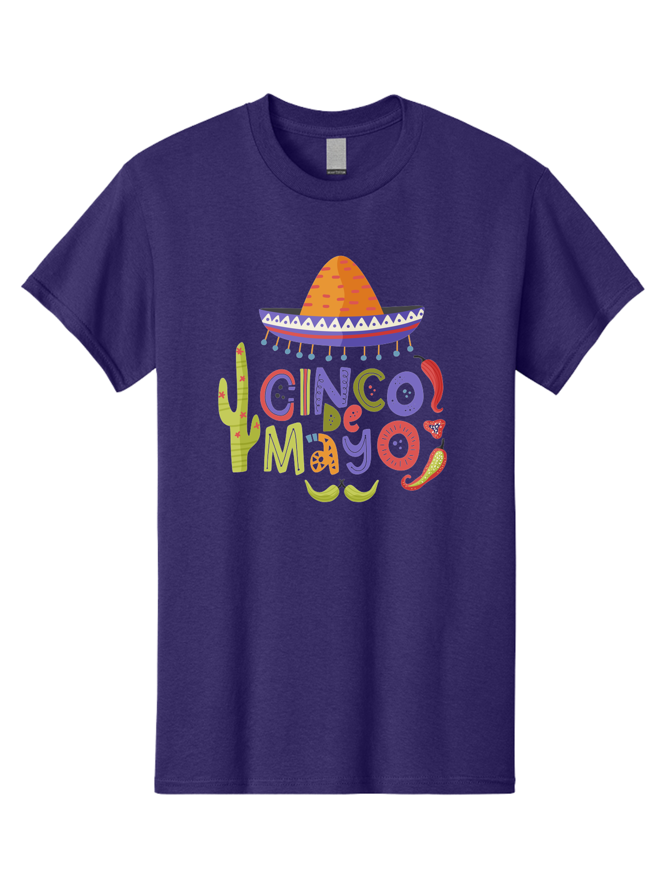 Cinco-De-Mayo-2 Men'S Graphic Tee, 100% Cotton, Comfortable Casual Summer Wear, Machine Washable, Cinco De Mayo, Mexican Holiday, Festive Celebration, Colorful Sombrero, Cactus, Chili Peppers, Vibrant Colors, Fiesta Theme, Party Decoration, - Aaa234