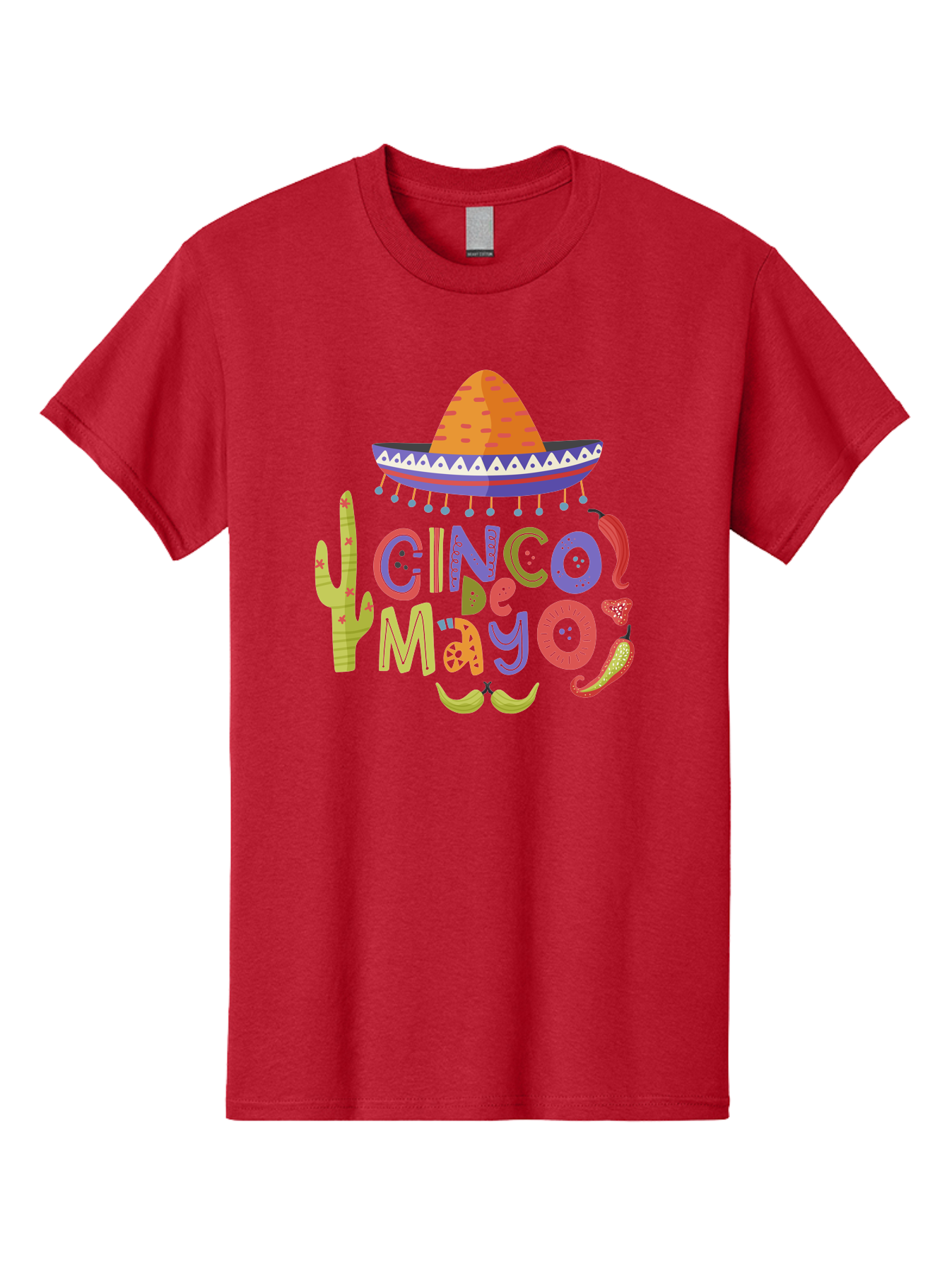 Cinco-De-Mayo-2 Men'S Graphic Tee, 100% Cotton, Comfortable Casual Summer Wear, Machine Washable, Cinco De Mayo, Mexican Holiday, Festive Celebration, Colorful Sombrero, Cactus, Chili Peppers, Vibrant Colors, Fiesta Theme, Party Decoration, - Aaa234