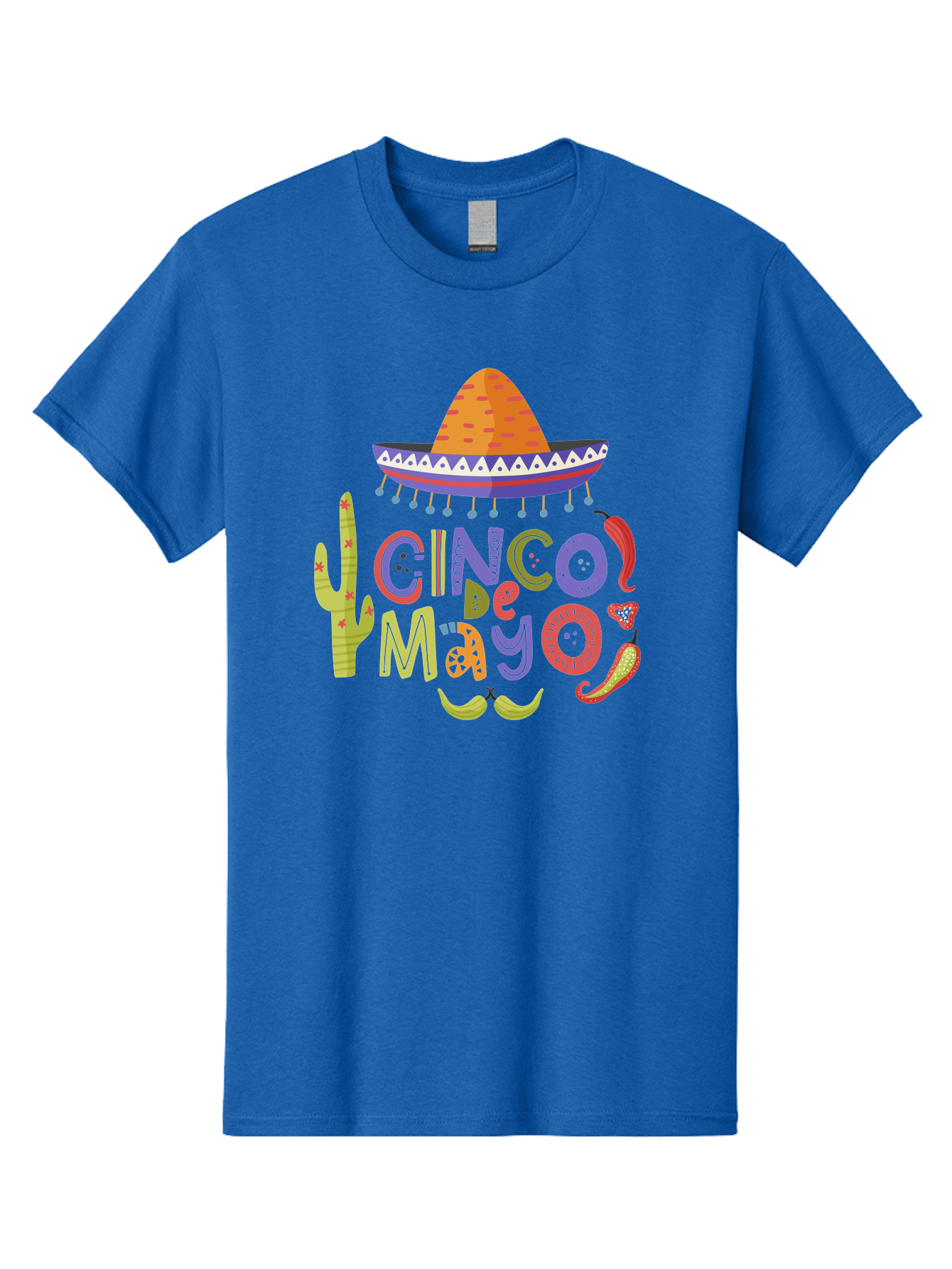 Cinco-De-Mayo-2 Men'S Graphic Tee, 100% Cotton, Comfortable Casual Summer Wear, Machine Washable, Cinco De Mayo, Mexican Holiday, Festive Celebration, Colorful Sombrero, Cactus, Chili Peppers, Vibrant Colors, Fiesta Theme, Party Decoration, - Aaa234