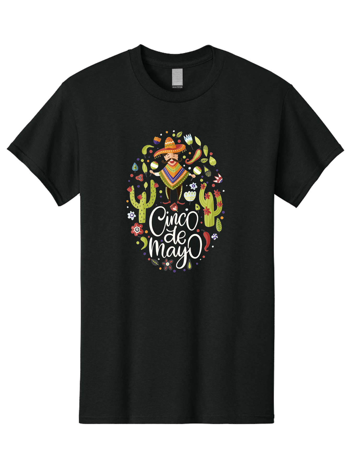 Cinco-De-Mayo-3 Men'S Graphic Tee, 100% Cotton, Comfortable Casual Summer Wear, Machine Washable, Mexican Fiesta, Cultural Celebration, Vibrant Colors, Mariachi Man, Cacti, Flowers, Festive Decorations, Traditional Attire, Party Atmosphere, - Aaa235