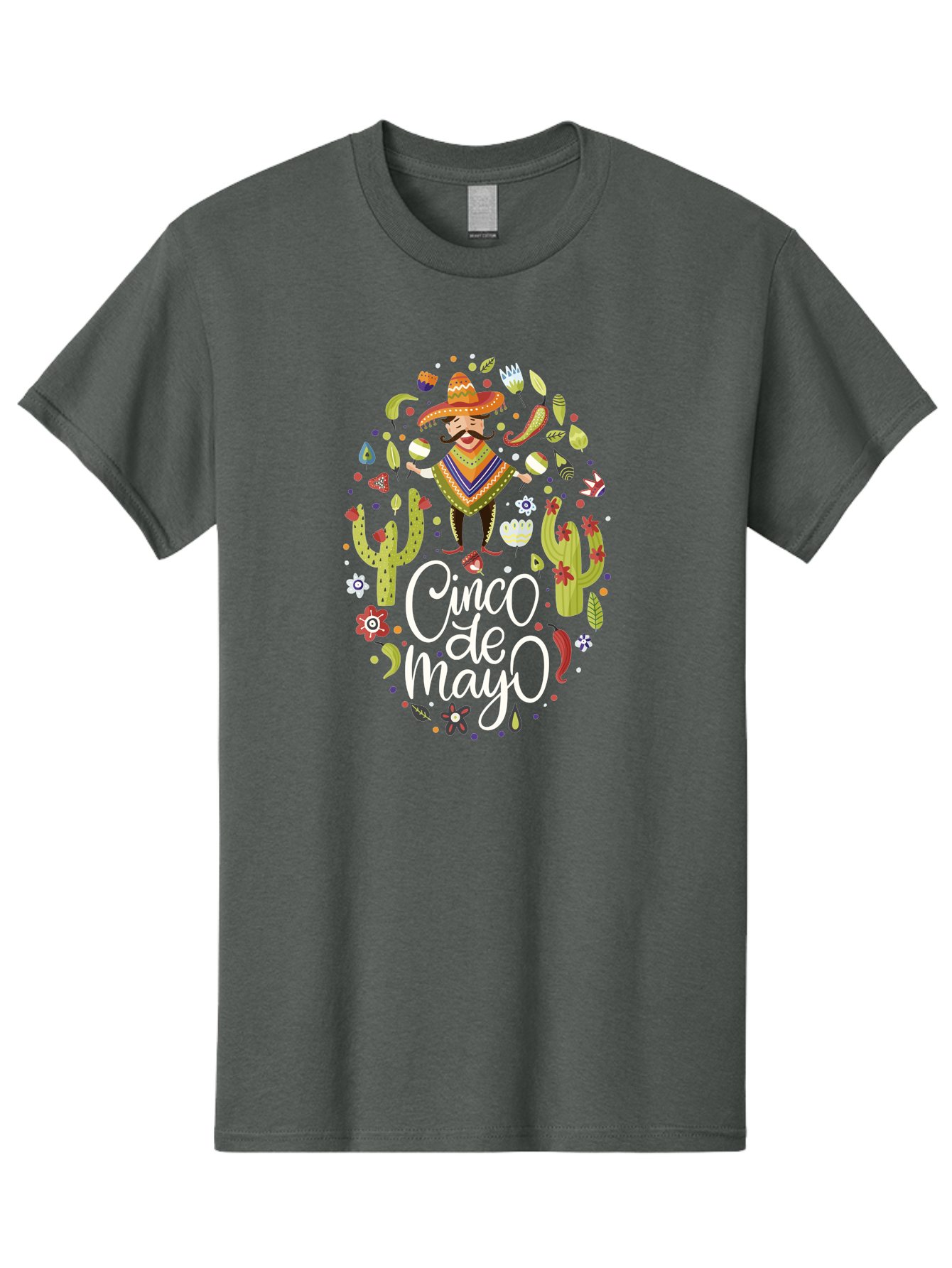 Cinco-De-Mayo-3 Men'S Graphic Tee, 100% Cotton, Comfortable Casual Summer Wear, Machine Washable, Mexican Fiesta, Cultural Celebration, Vibrant Colors, Mariachi Man, Cacti, Flowers, Festive Decorations, Traditional Attire, Party Atmosphere, - Aaa235