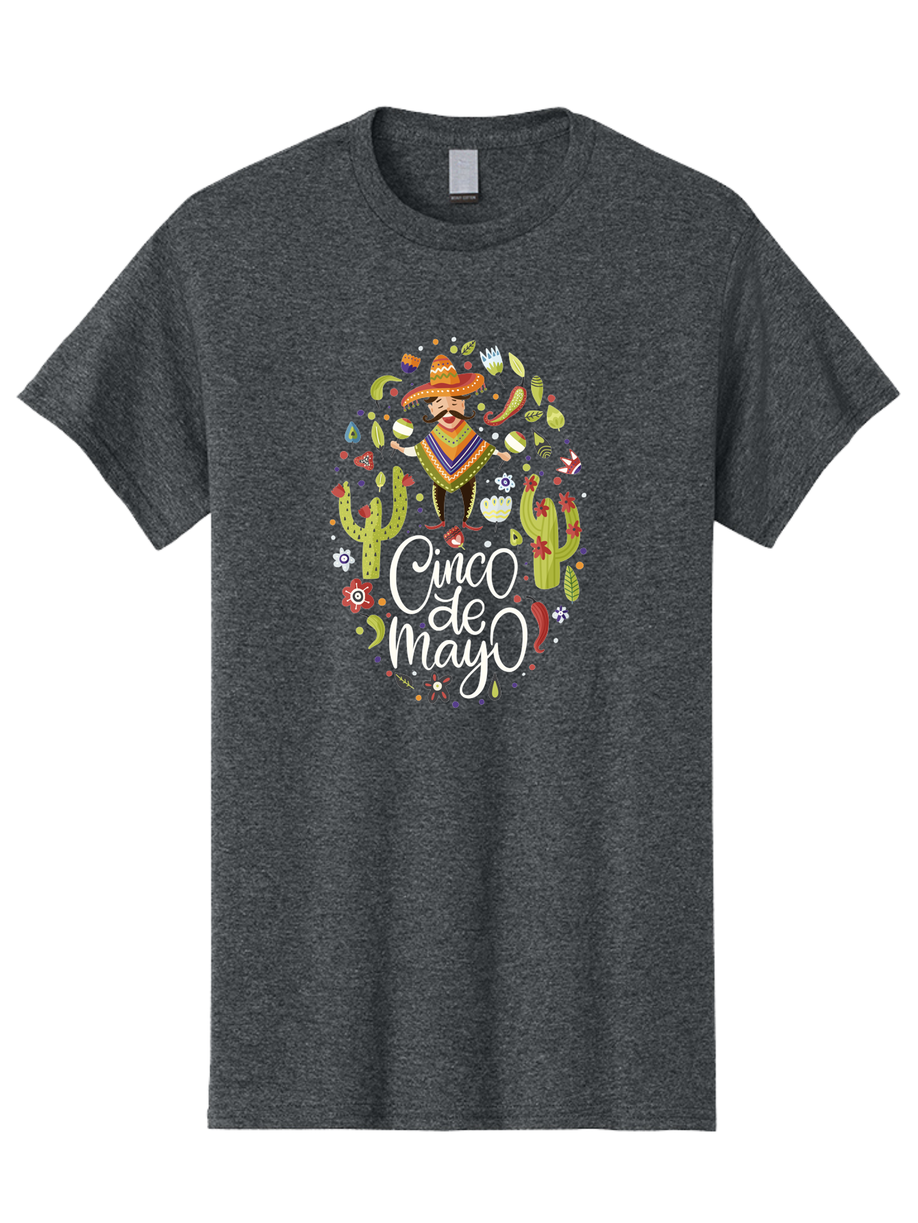 Cinco-De-Mayo-3 Men'S Graphic Tee, 100% Cotton, Comfortable Casual Summer Wear, Machine Washable, Mexican Fiesta, Cultural Celebration, Vibrant Colors, Mariachi Man, Cacti, Flowers, Festive Decorations, Traditional Attire, Party Atmosphere, - Aaa235
