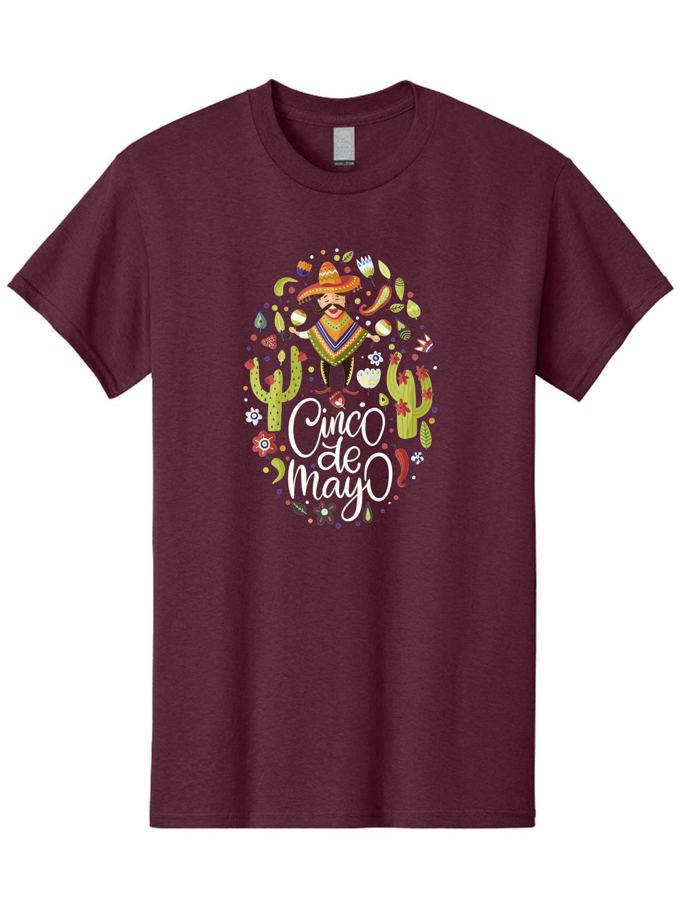 Cinco-De-Mayo-3 Men'S Graphic Tee, 100% Cotton, Comfortable Casual Summer Wear, Machine Washable, Mexican Fiesta, Cultural Celebration, Vibrant Colors, Mariachi Man, Cacti, Flowers, Festive Decorations, Traditional Attire, Party Atmosphere, - Aaa235