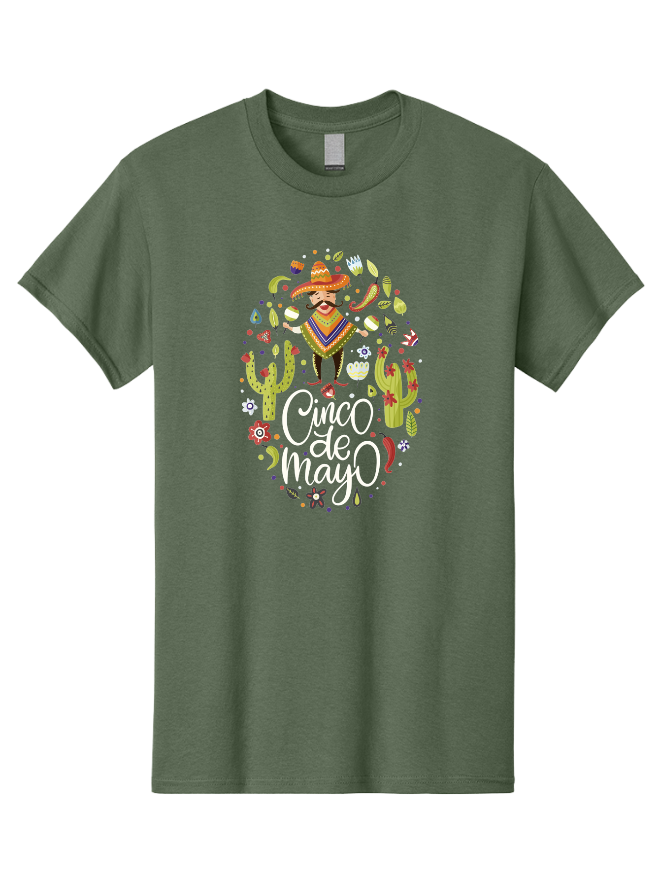 Cinco-De-Mayo-3 Men'S Graphic Tee, 100% Cotton, Comfortable Casual Summer Wear, Machine Washable, Mexican Fiesta, Cultural Celebration, Vibrant Colors, Mariachi Man, Cacti, Flowers, Festive Decorations, Traditional Attire, Party Atmosphere, - Aaa235