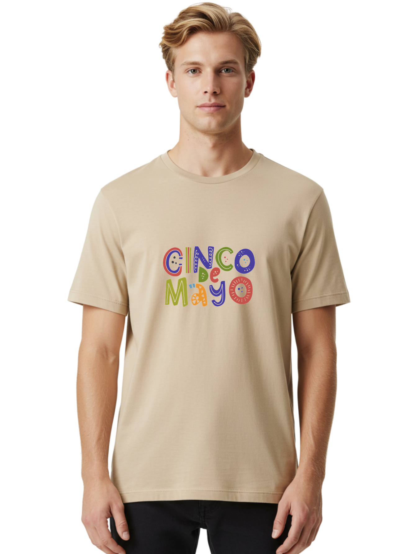 Cinco-De-Mayo-6 Men'S Graphic Tee, 100% Cotton, Comfortable Casual Summer Wear, Machine Washable, Cinco De Mayo, Colorful Text, Festive Typography, Mexican Holiday, Party Decorations, Vibrant Colors, Celebration - Aaa238