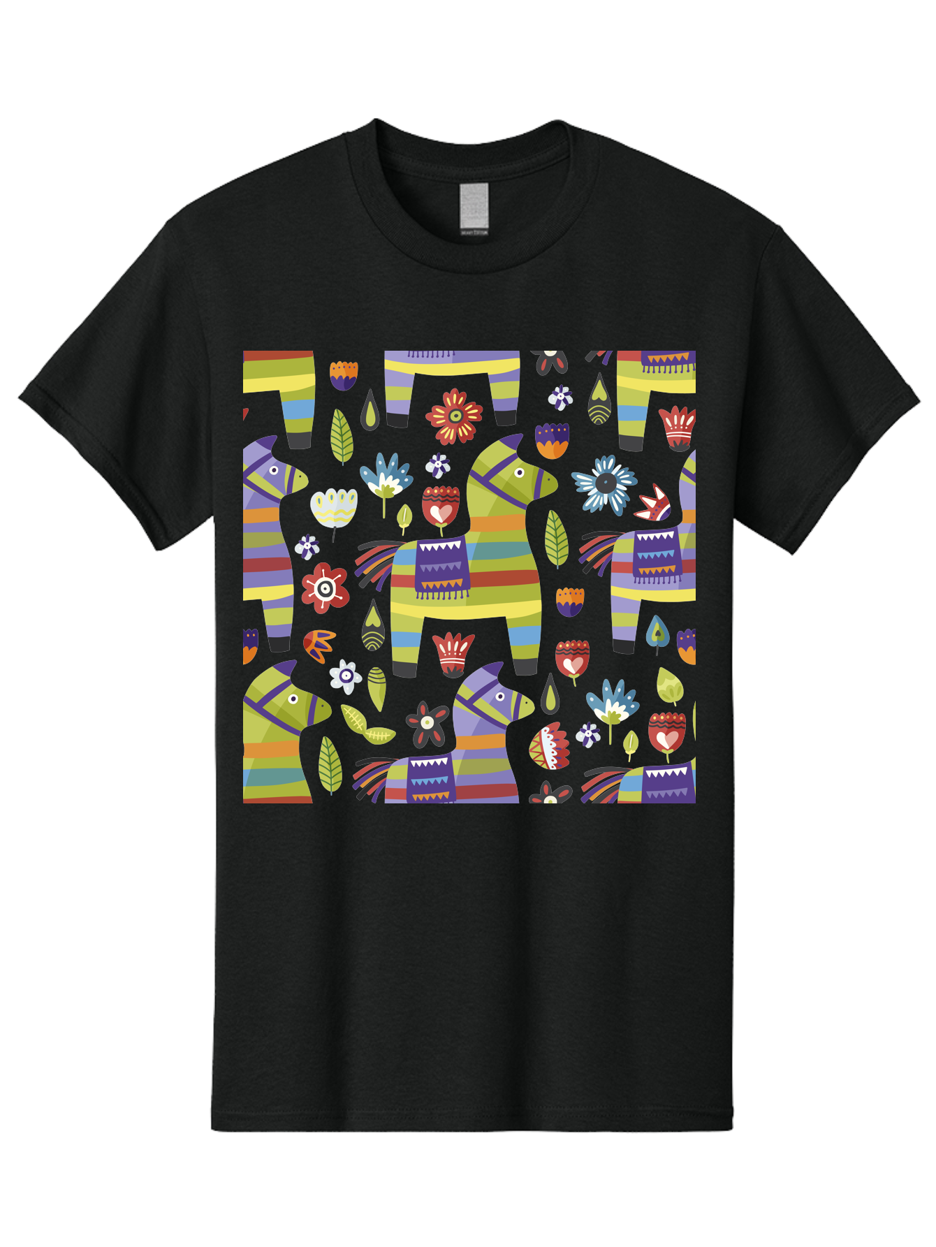 Colorful-Pattern Men'S Graphic Tee, 100% Cotton, Comfortable Casual Summer Wear, Machine Washable, Colorful Fish Pattern, Vibrant Flowers, Playful Design, Striped Elements, Whimsical Shapes, Abstract Art - Aaa241