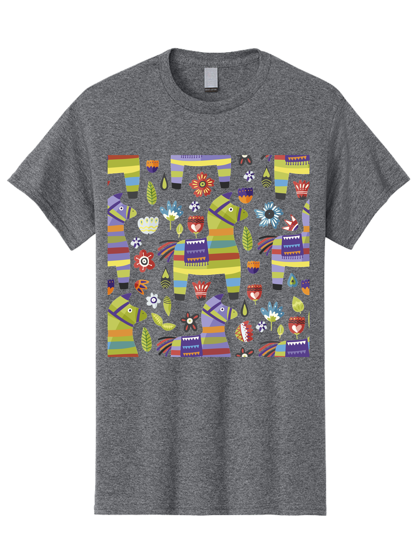 Colorful-Pattern Men'S Graphic Tee, 100% Cotton, Comfortable Casual Summer Wear, Machine Washable, Colorful Fish Pattern, Vibrant Flowers, Playful Design, Striped Elements, Whimsical Shapes, Abstract Art - Aaa241