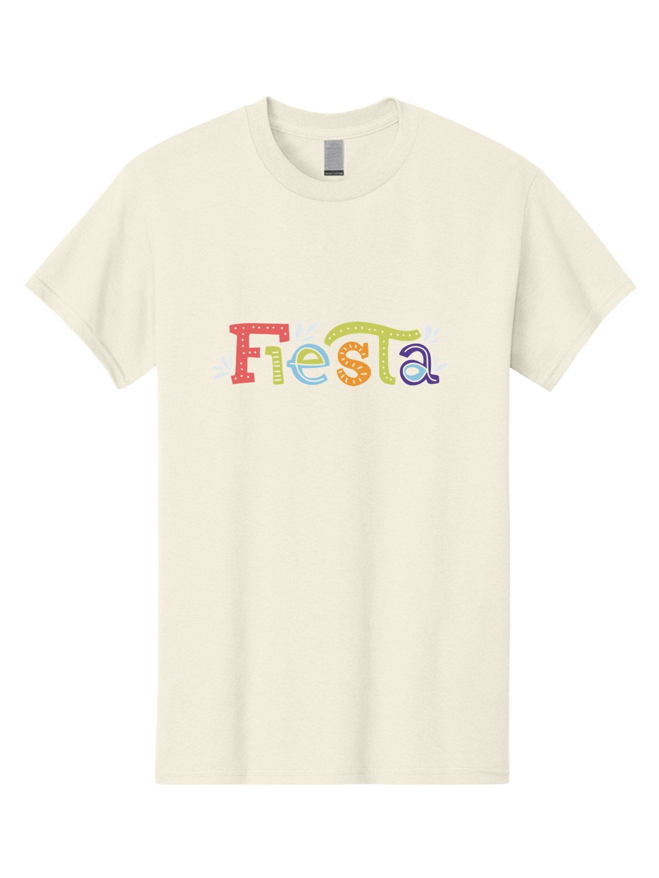 Fiesta-1 Men'S Graphic Tee, 100% Cotton, Comfortable Casual Summer Wear, Machine Washable, Vibrant Lettering, Colorful Text, Fiesta Theme, Festive Design, Celebration Graphics, Party Decoration, Multicolored Font, Decorative Leaves - Aaa243