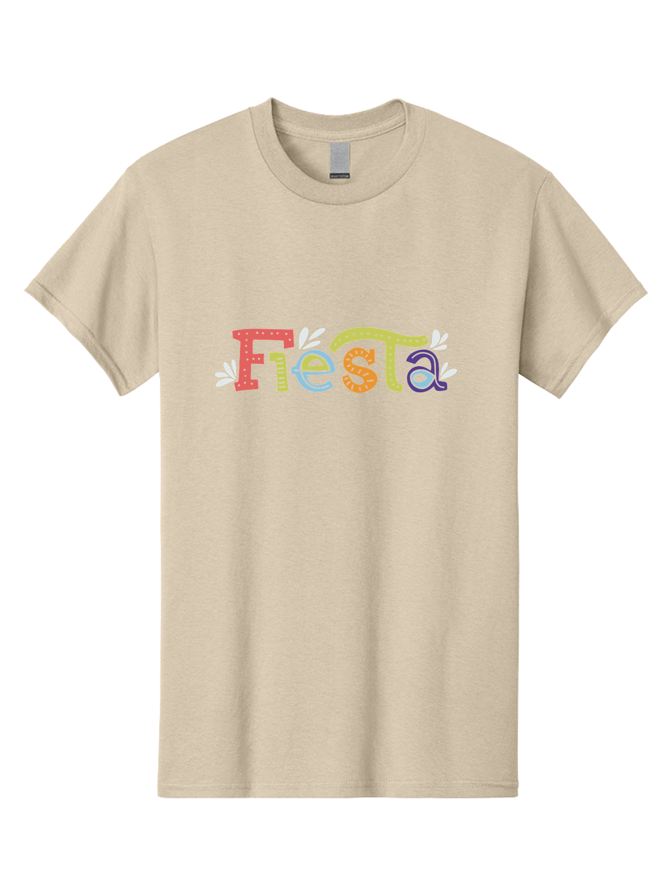 Fiesta-1 Men'S Graphic Tee, 100% Cotton, Comfortable Casual Summer Wear, Machine Washable, Vibrant Lettering, Colorful Text, Fiesta Theme, Festive Design, Celebration Graphics, Party Decoration, Multicolored Font, Decorative Leaves - Aaa243