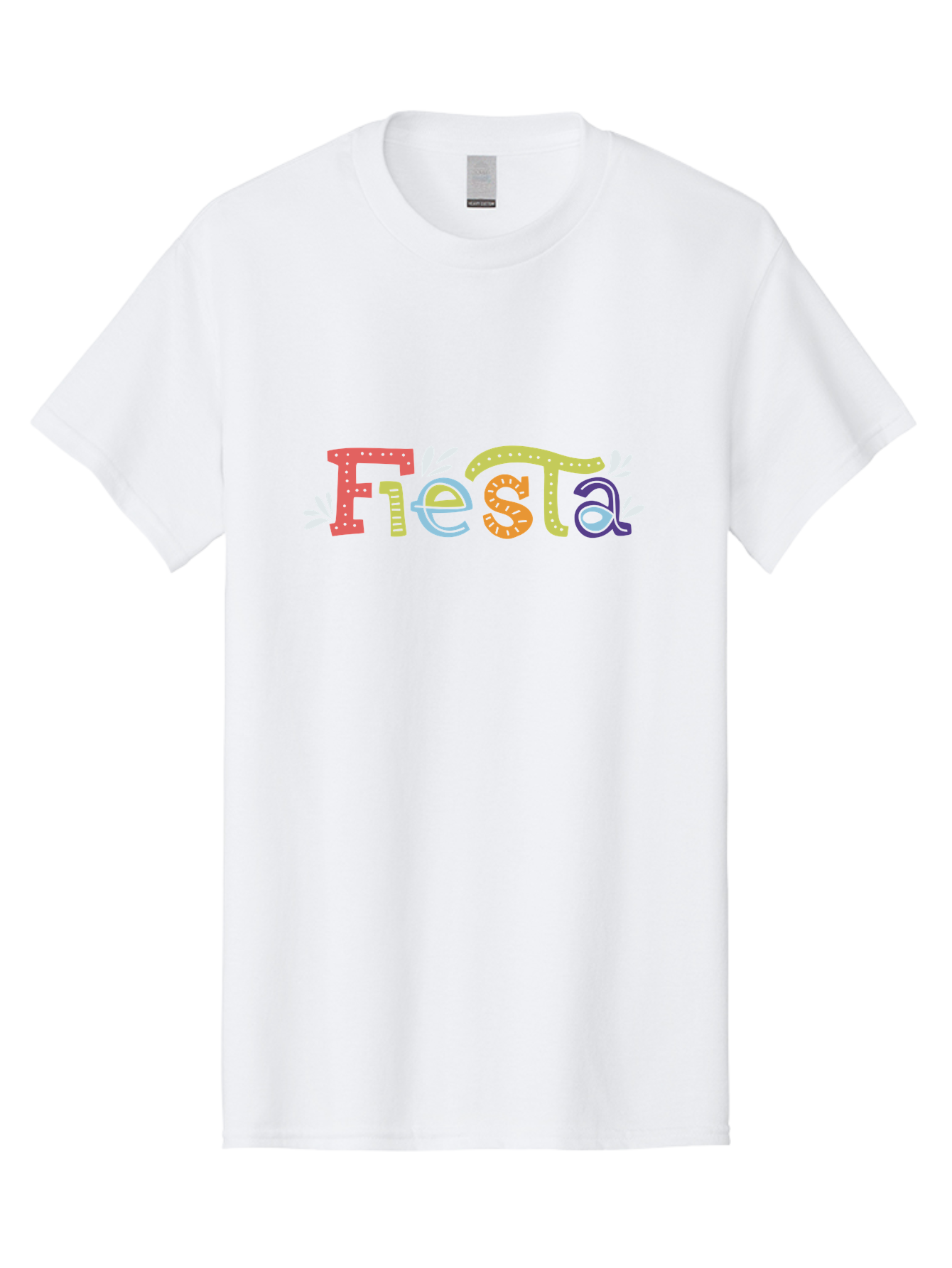 Fiesta-1 Men'S Graphic Tee, 100% Cotton, Comfortable Casual Summer Wear, Machine Washable, Vibrant Lettering, Colorful Text, Fiesta Theme, Festive Design, Celebration Graphics, Party Decoration, Multicolored Font, Decorative Leaves - Aaa243