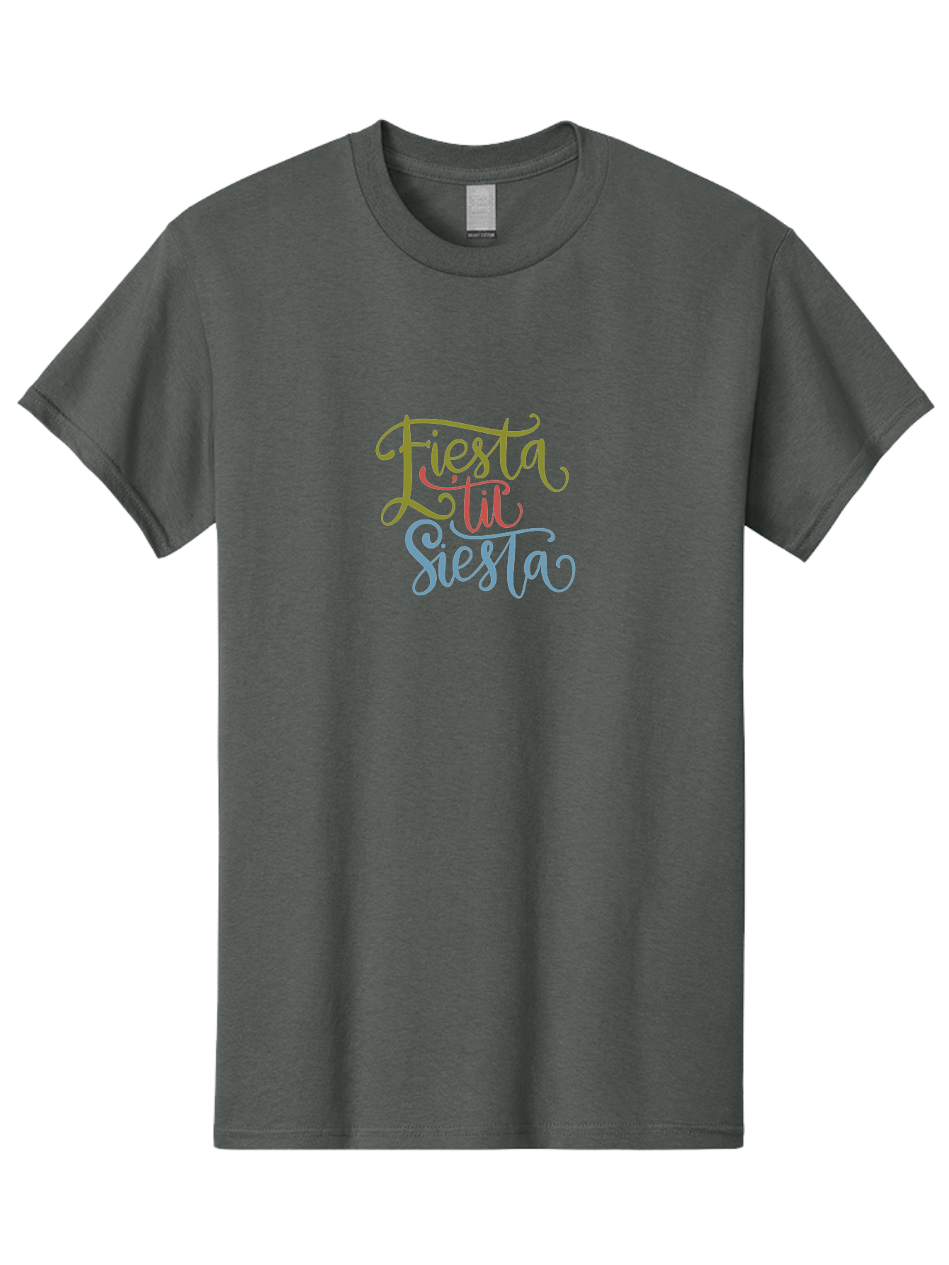 Fiesta-La-Siesta Men'S Graphic Tee, 100% Cotton, Comfortable Casual Summer Wear, Machine Washable, Festive Typography, Vibrant Colors, Party Vibes, Celebration, Colorful Gradient, Fiesta La Siesta, Elegant Design, Artistic Font, - Aaa245