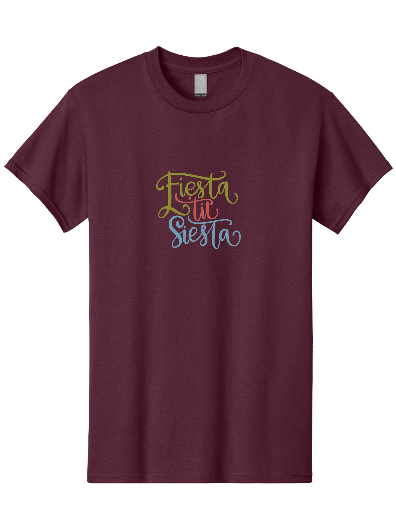 Fiesta-La-Siesta Men'S Graphic Tee, 100% Cotton, Comfortable Casual Summer Wear, Machine Washable, Festive Typography, Vibrant Colors, Party Vibes, Celebration, Colorful Gradient, Fiesta La Siesta, Elegant Design, Artistic Font, - Aaa245